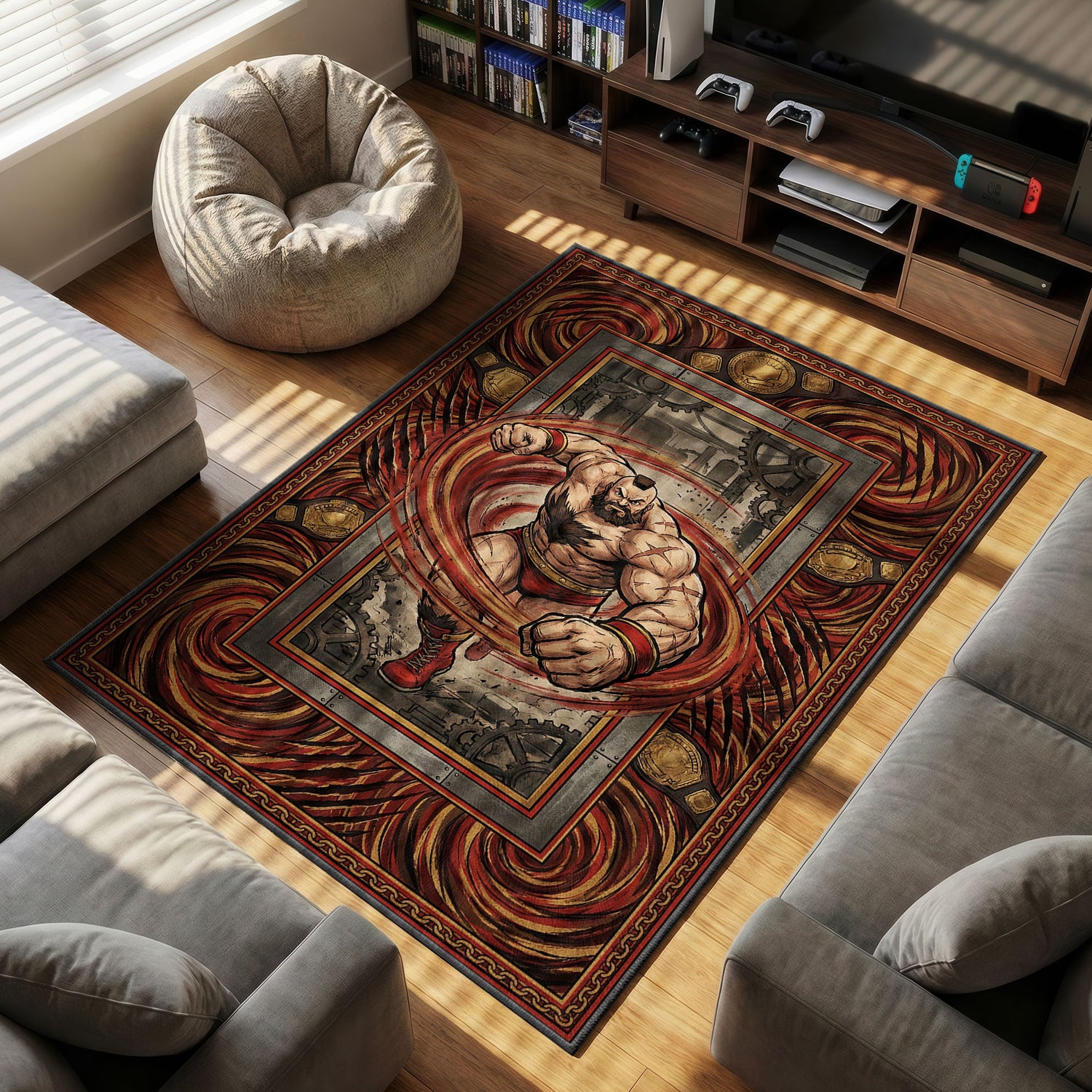 Zangief Double themed area rug for home decor fans
