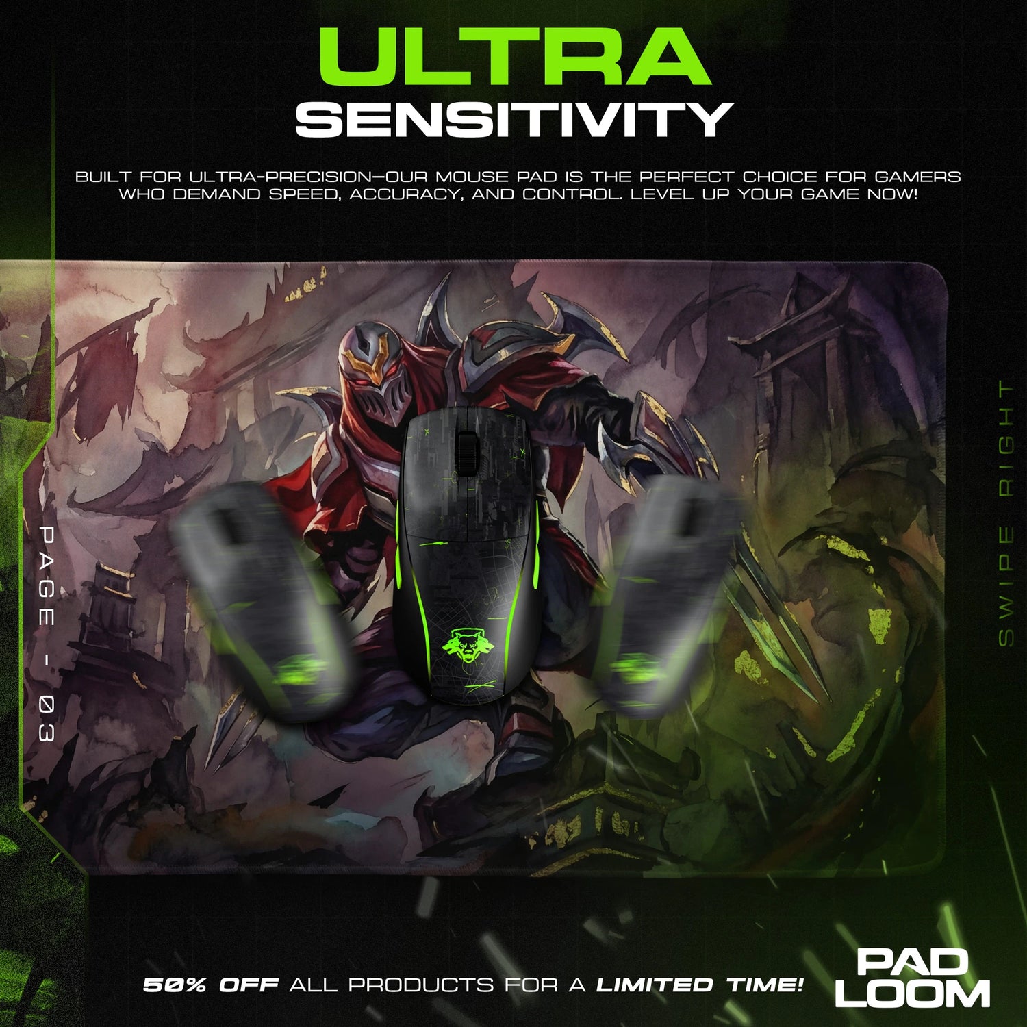 Zed Shadow Blades Mouse Pad - League of Legends Mat
