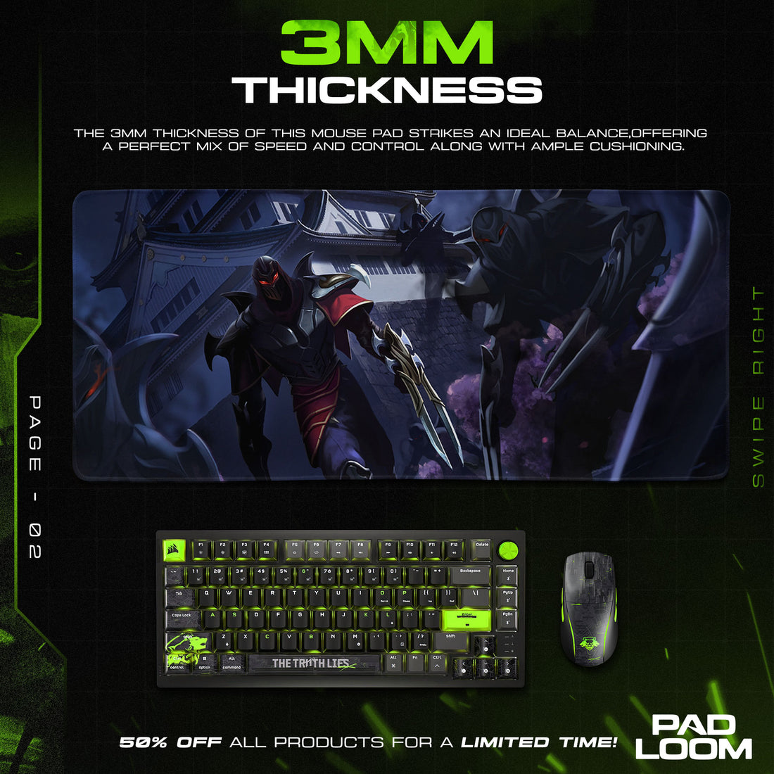Zed Shadow Form Mouse Pad, League of Legends Gaming Desk Mat