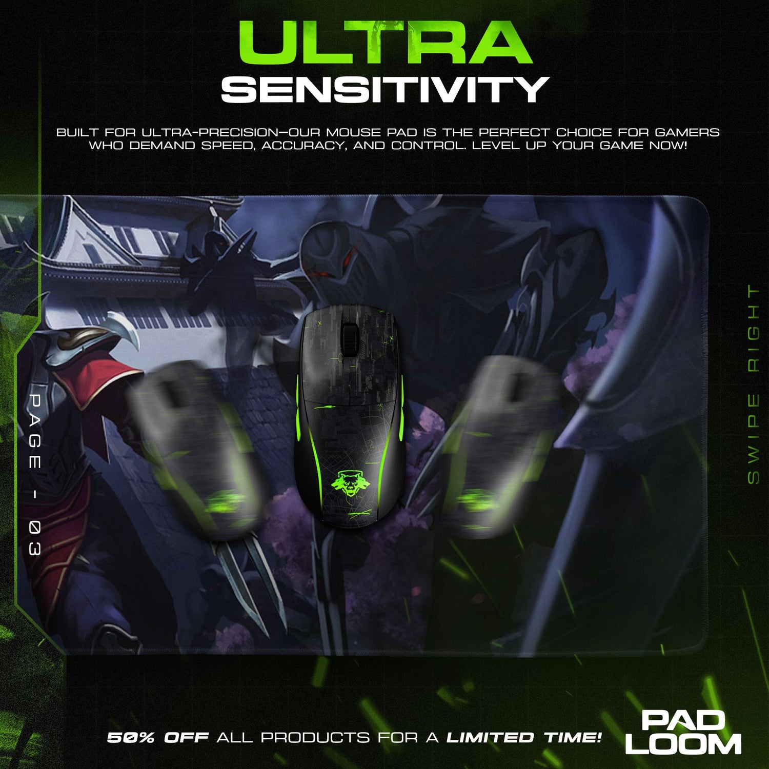 Zed Shadow Form Mouse Pad, League of Legends Gaming Desk Mat Padloom