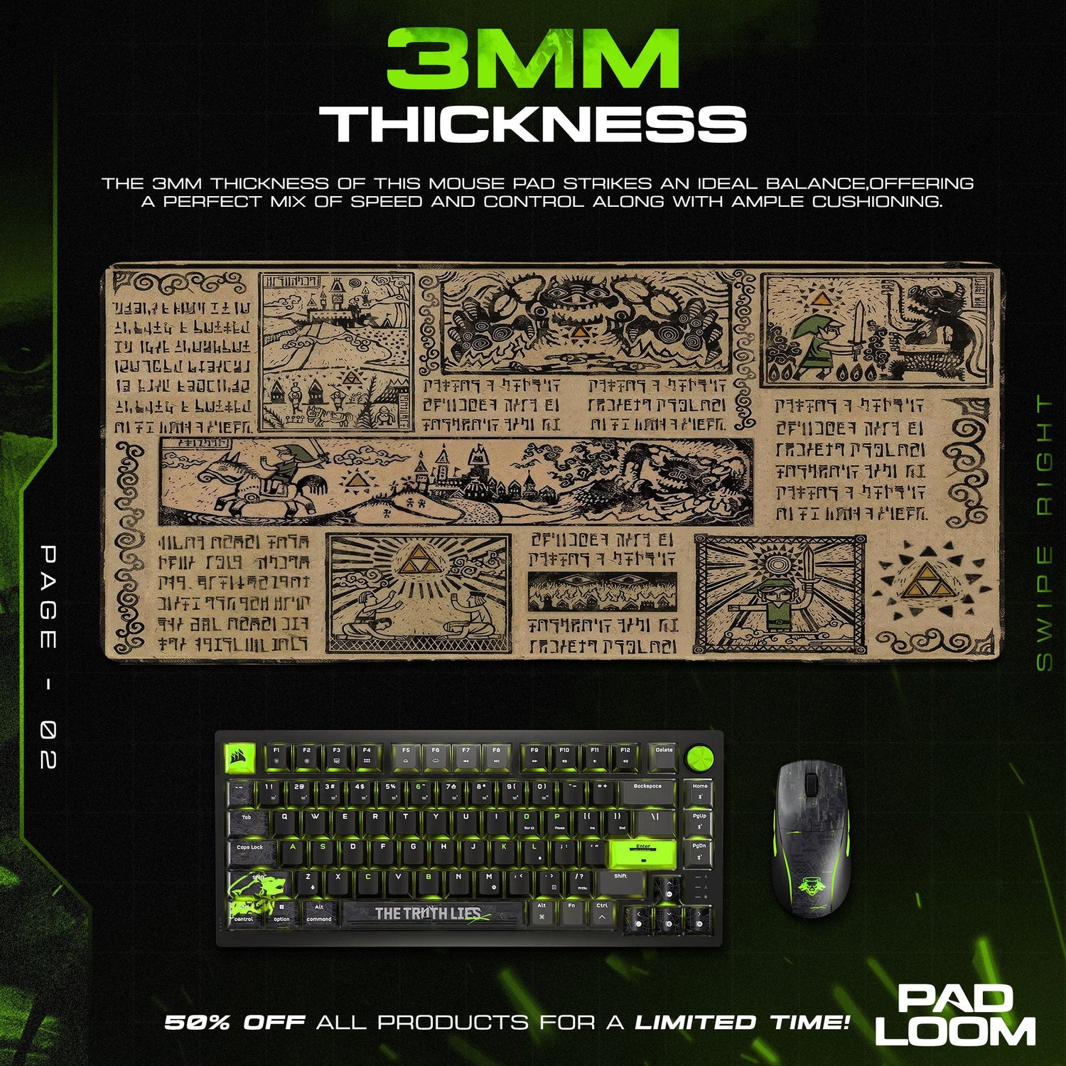 Zelda Ancient Scroll Mouse Pad, Game Gamer Desk Mat Padloom