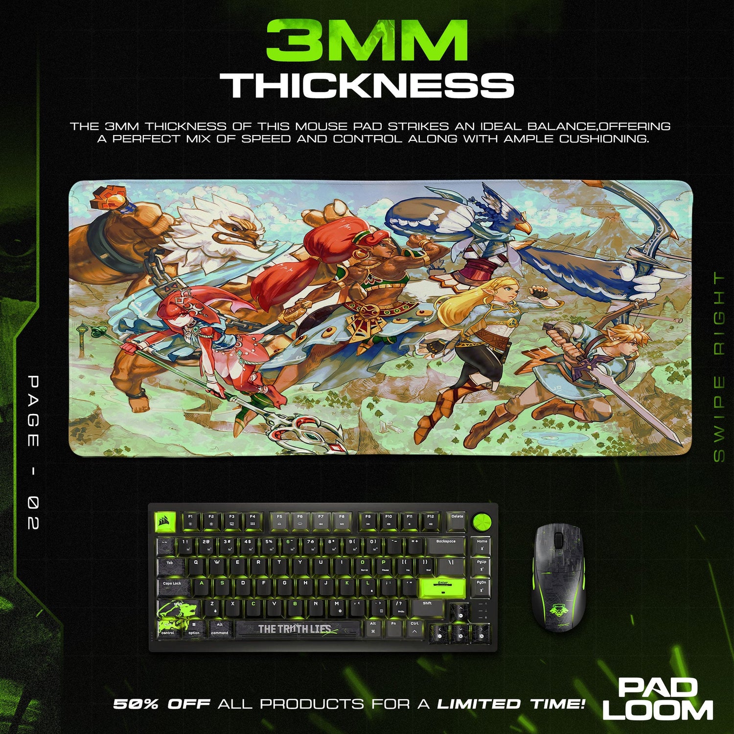Zelda Champions Battle Mouse Pad, Game Gamer Desk Mat Padloom
