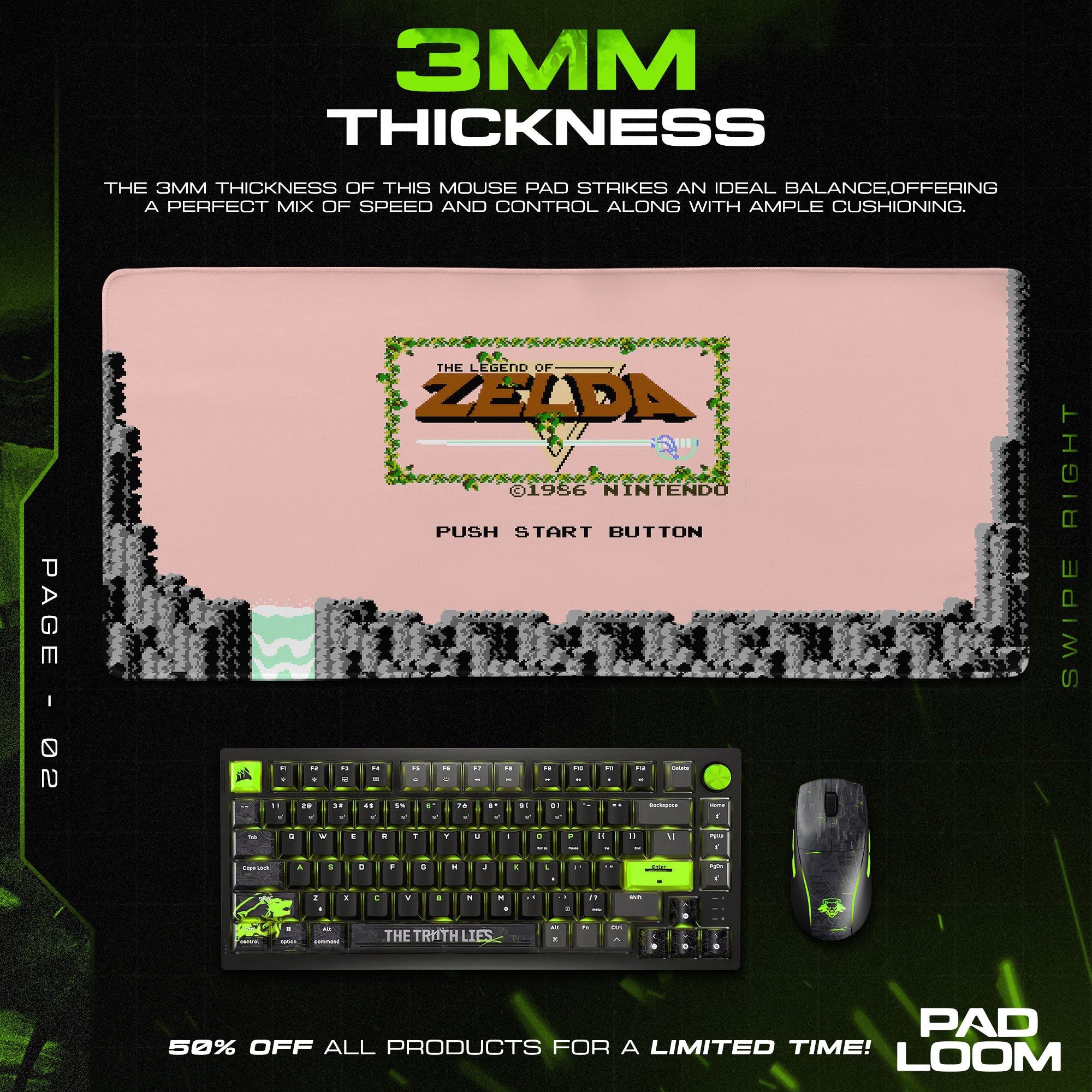 Zelda Classic Start Screen Mouse Pad, Game Gamer Desk Mat