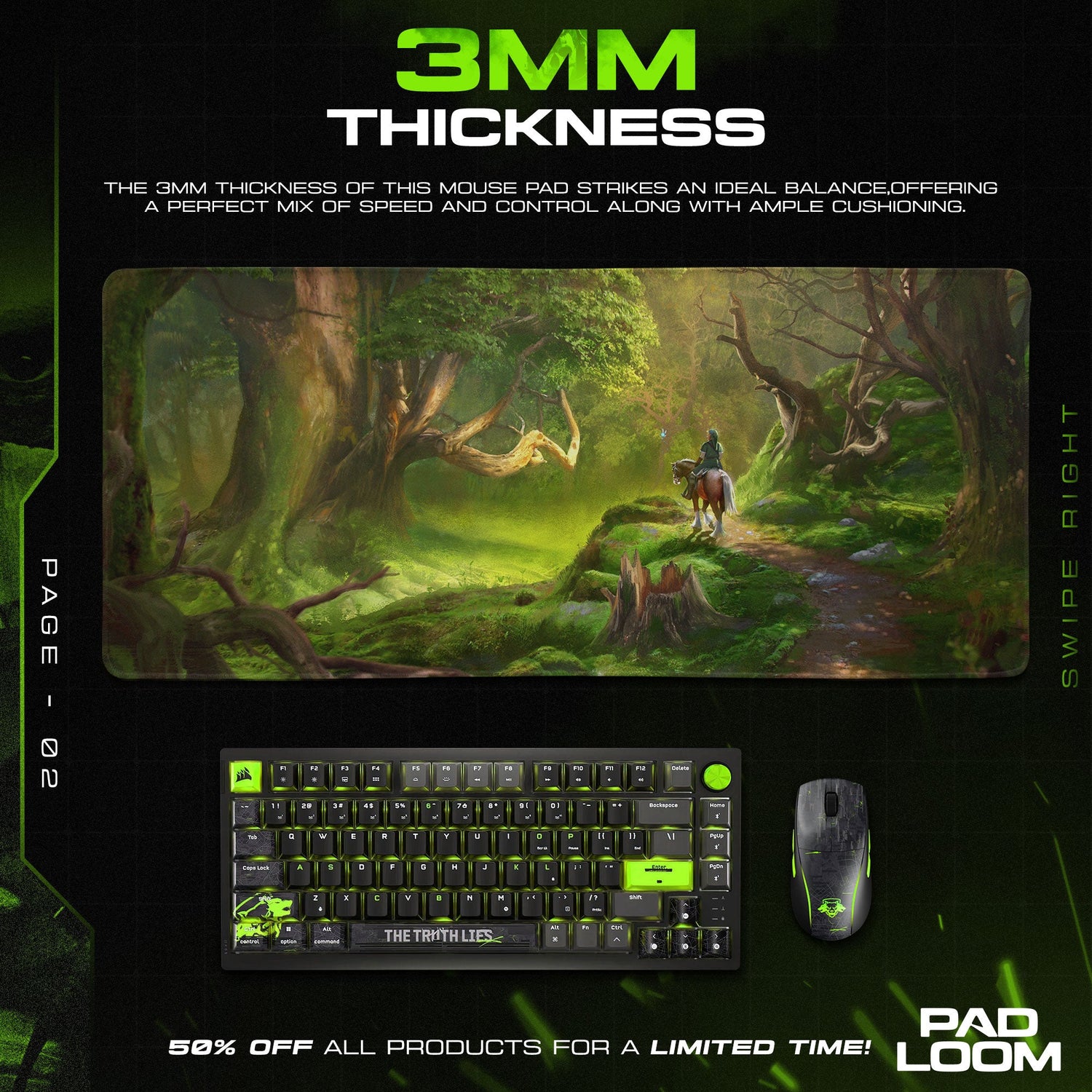 Zelda Forest Journey Mouse Pad, Adventure Gaming Desk Mat Padloom