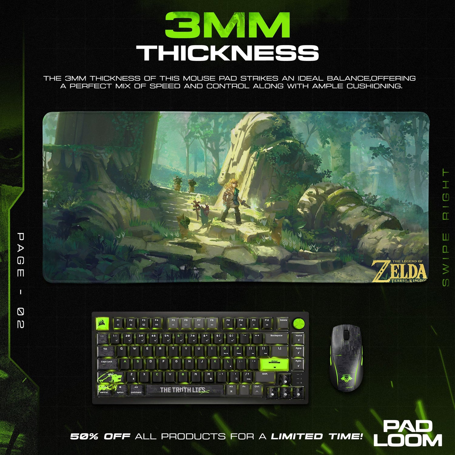 Zelda Forest Path Mouse Pad, Adventure Game Desk Mat Padloom