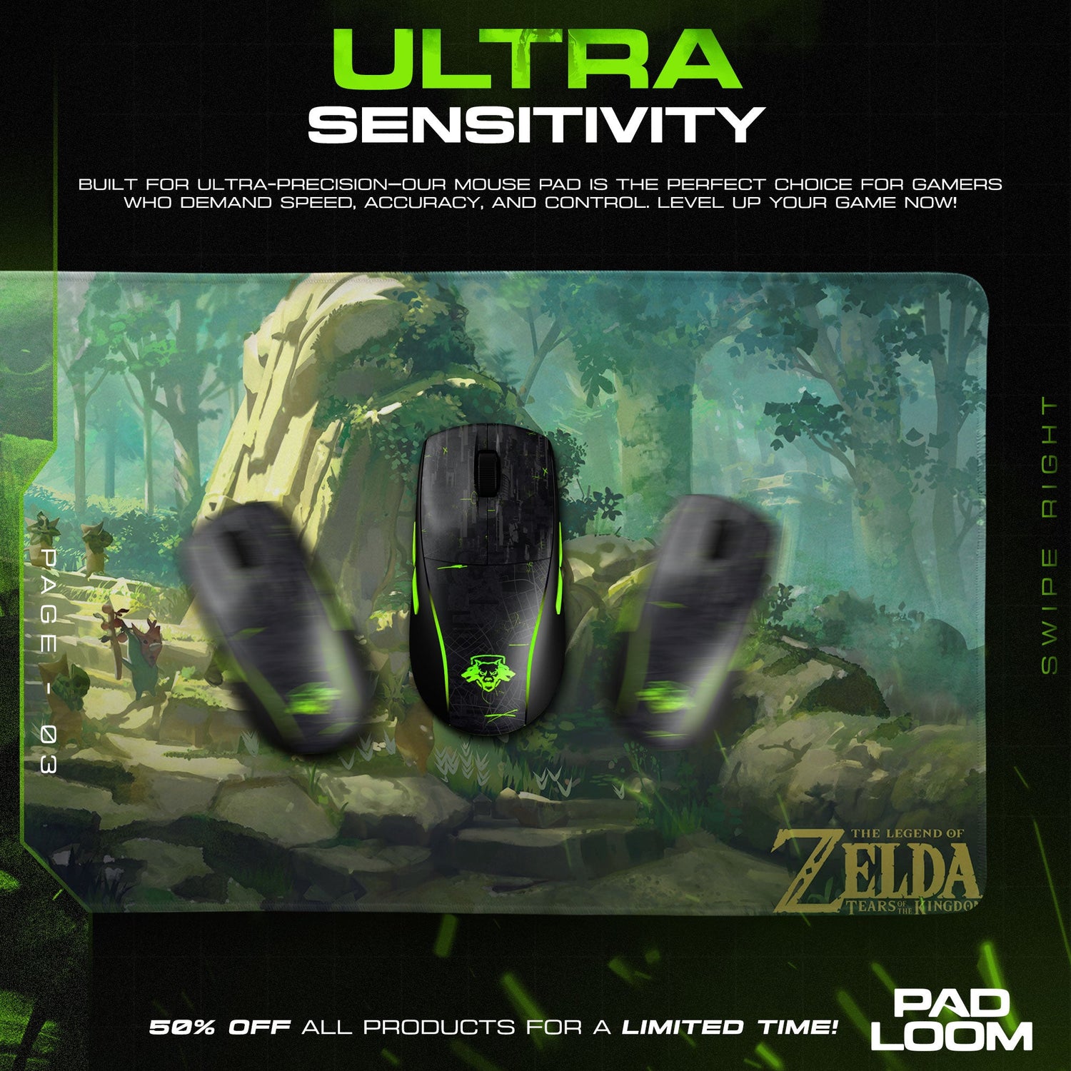 Zelda Forest Path Mouse Pad, Adventure Game Desk Mat Padloom