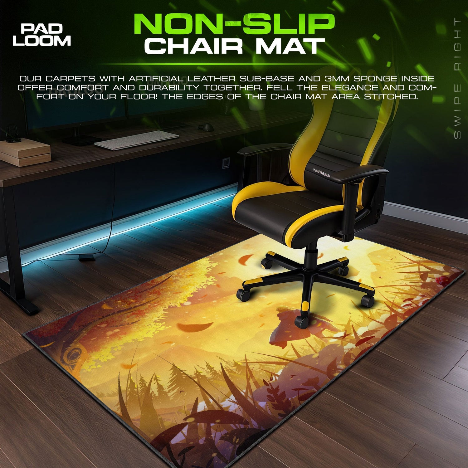 Zelda Golden Horizon Mouse Pad, Fantasy Game Desk Mat Padloom