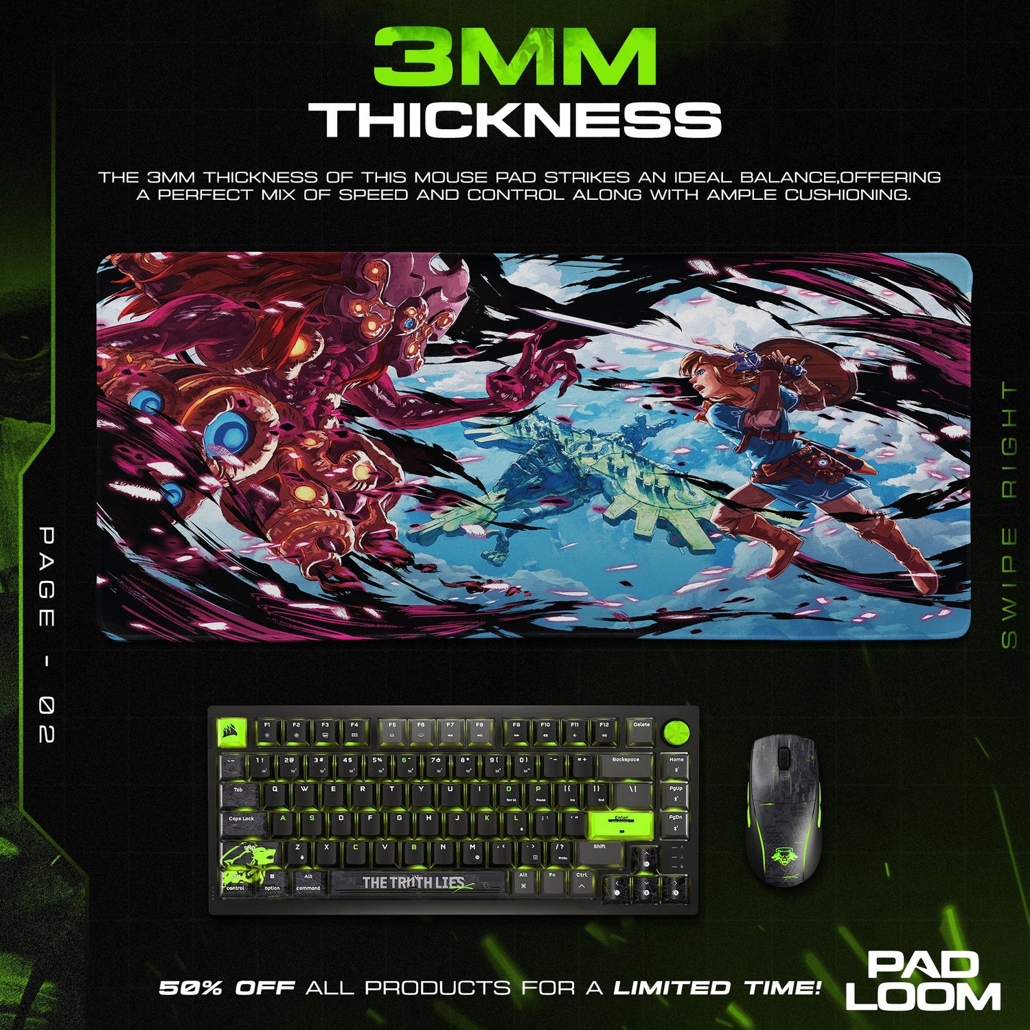 Zelda Guardian Battle Mouse Pad, Game Gamer Desk Mat Padloom