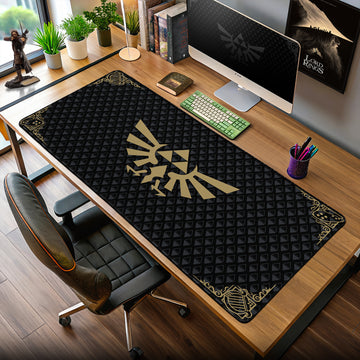 Zelda Hylian Crest Black Mouse Pad – Gaming Desk Mat