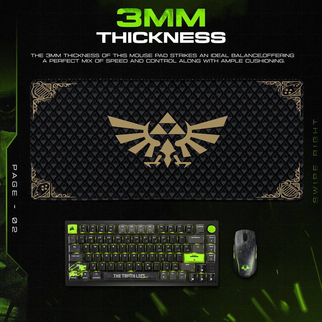 Zelda Hylian Crest Black Mouse Pad – Gaming Desk Mat