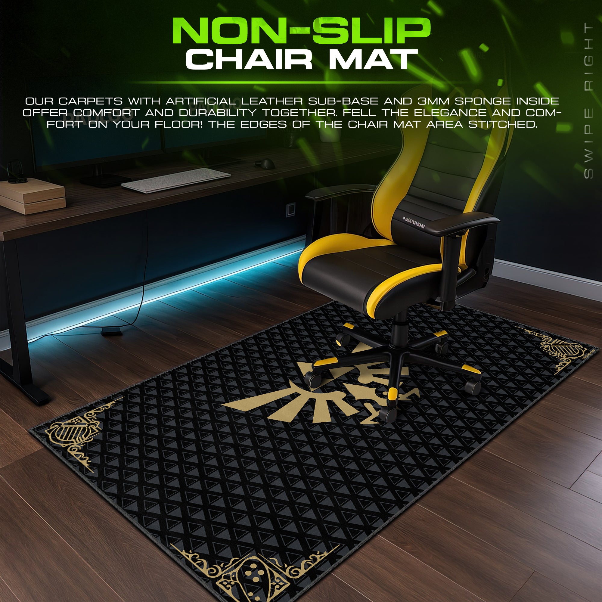 Zelda Hylian Crest Black Mouse Pad – Gaming Desk Mat