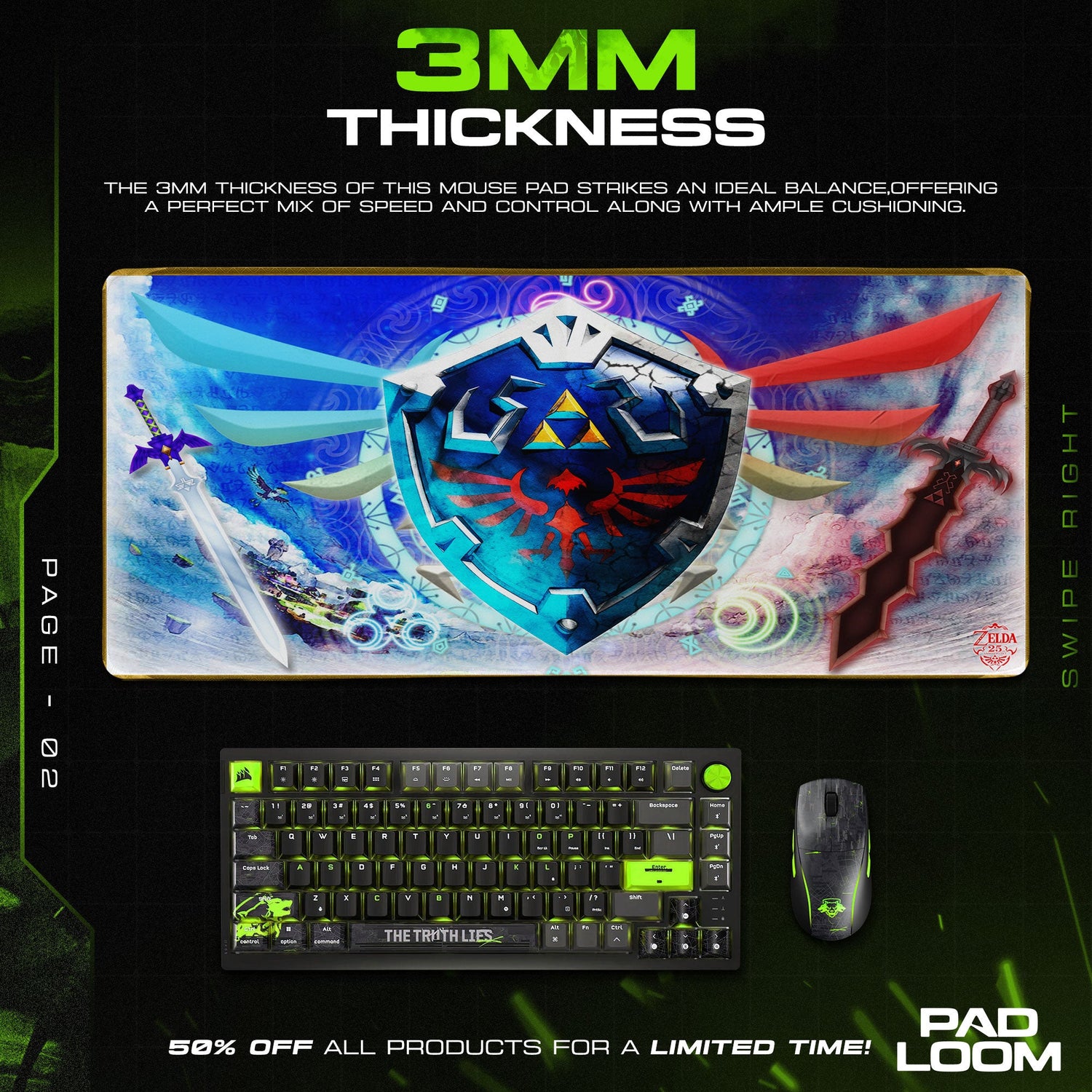 Zelda Hylian Shield Mouse Pad, Game Gamer Desk Mat Padloom