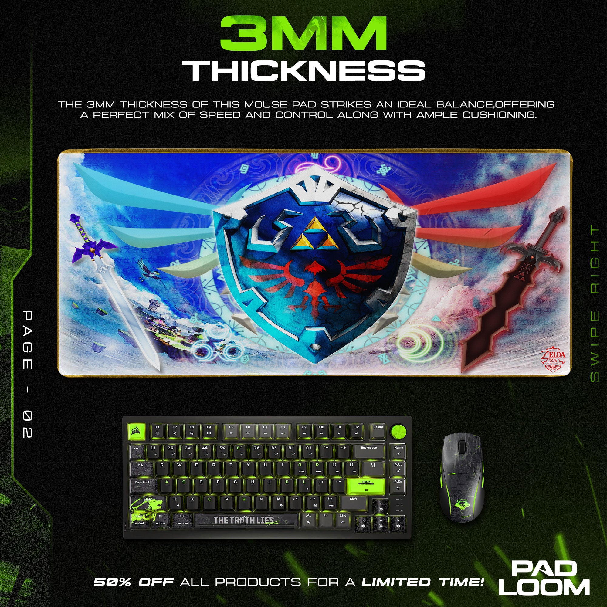 Zelda Hylian Shield Mouse Pad, Game Gamer Desk Mat