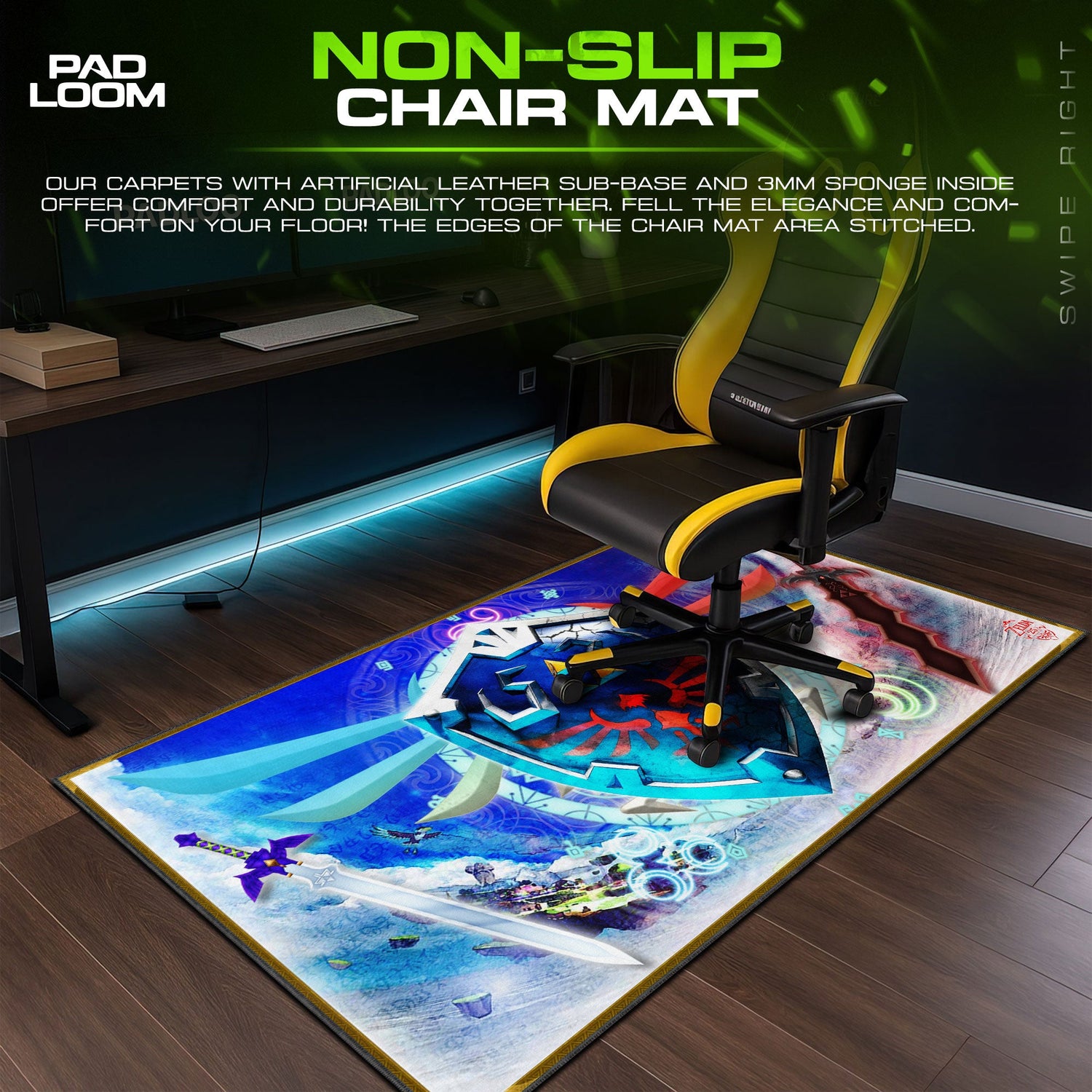 Zelda Hylian Shield Mouse Pad, Game Gamer Desk Mat Padloom