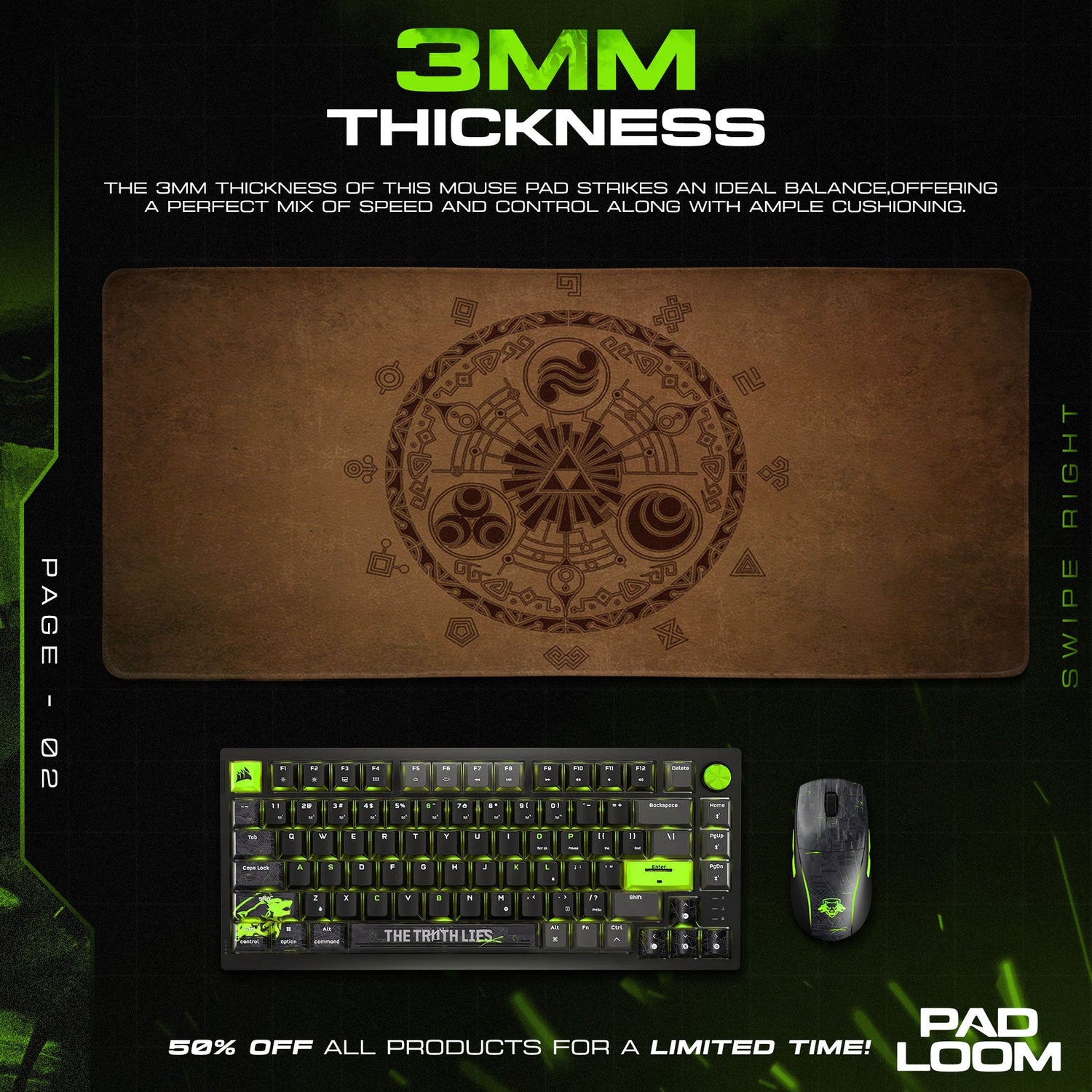 Zelda Hyrule Emblem Mouse Pad, Game Desk Mat Padloom