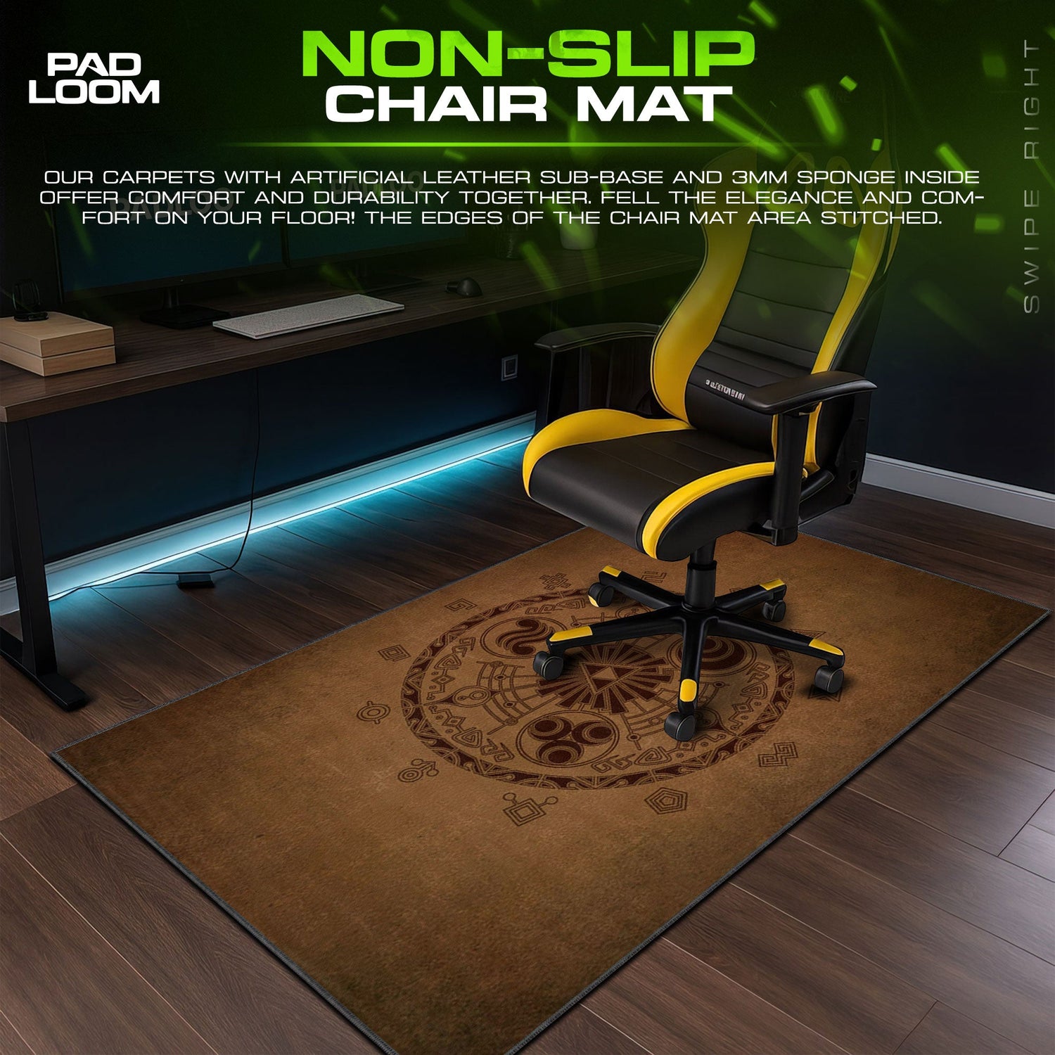 Zelda Hyrule Emblem Mouse Pad, Game Desk Mat Padloom