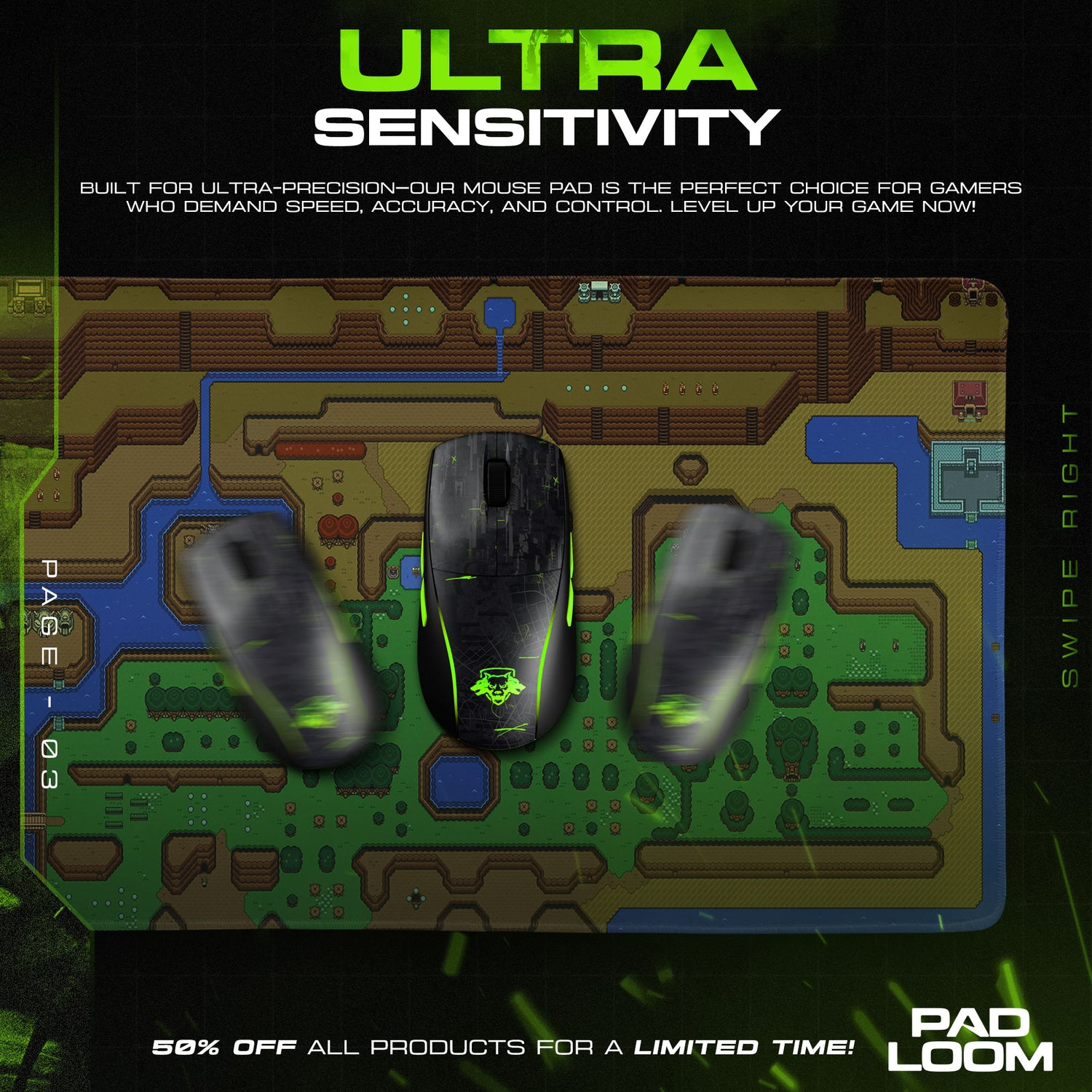 Gamer character design printed on mouse pad