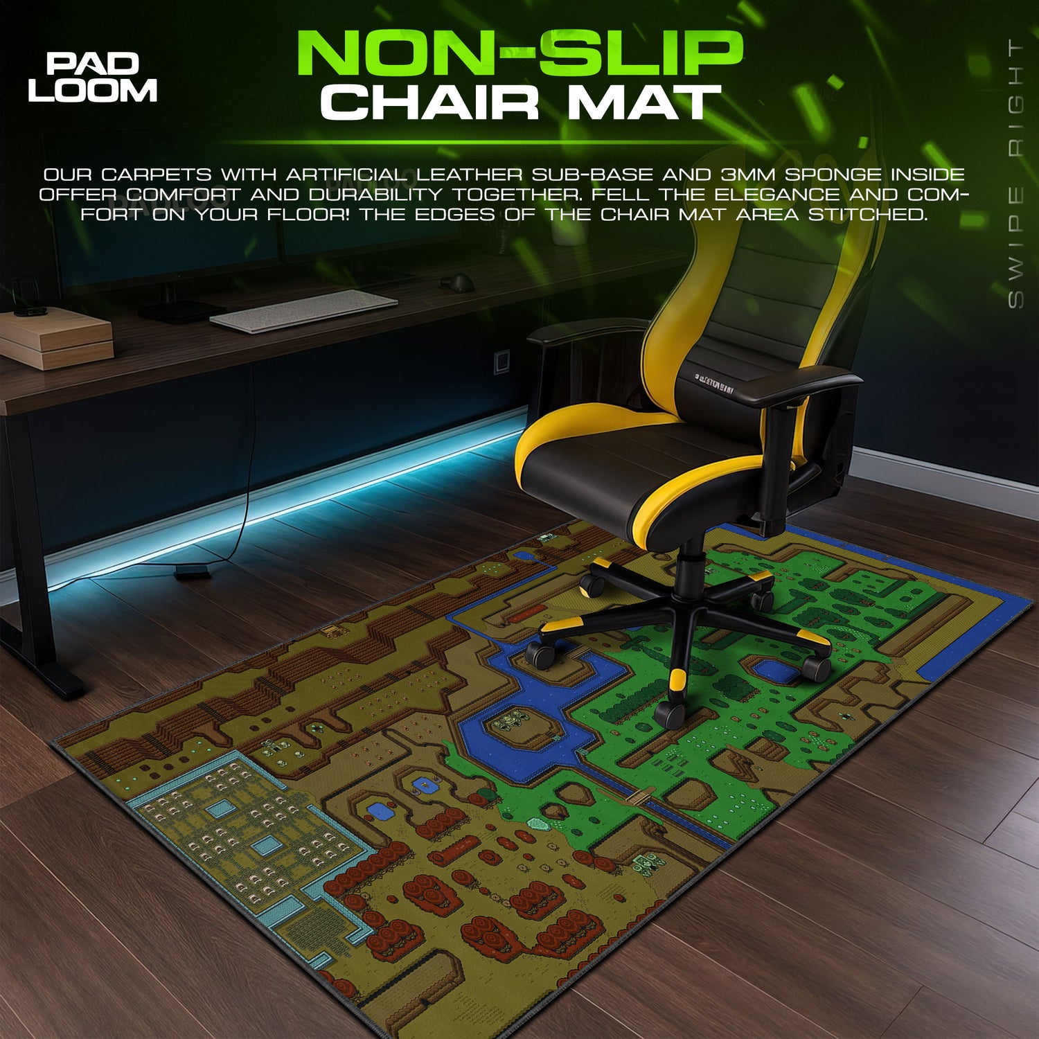Zelda desk mat showing full gaming artwork