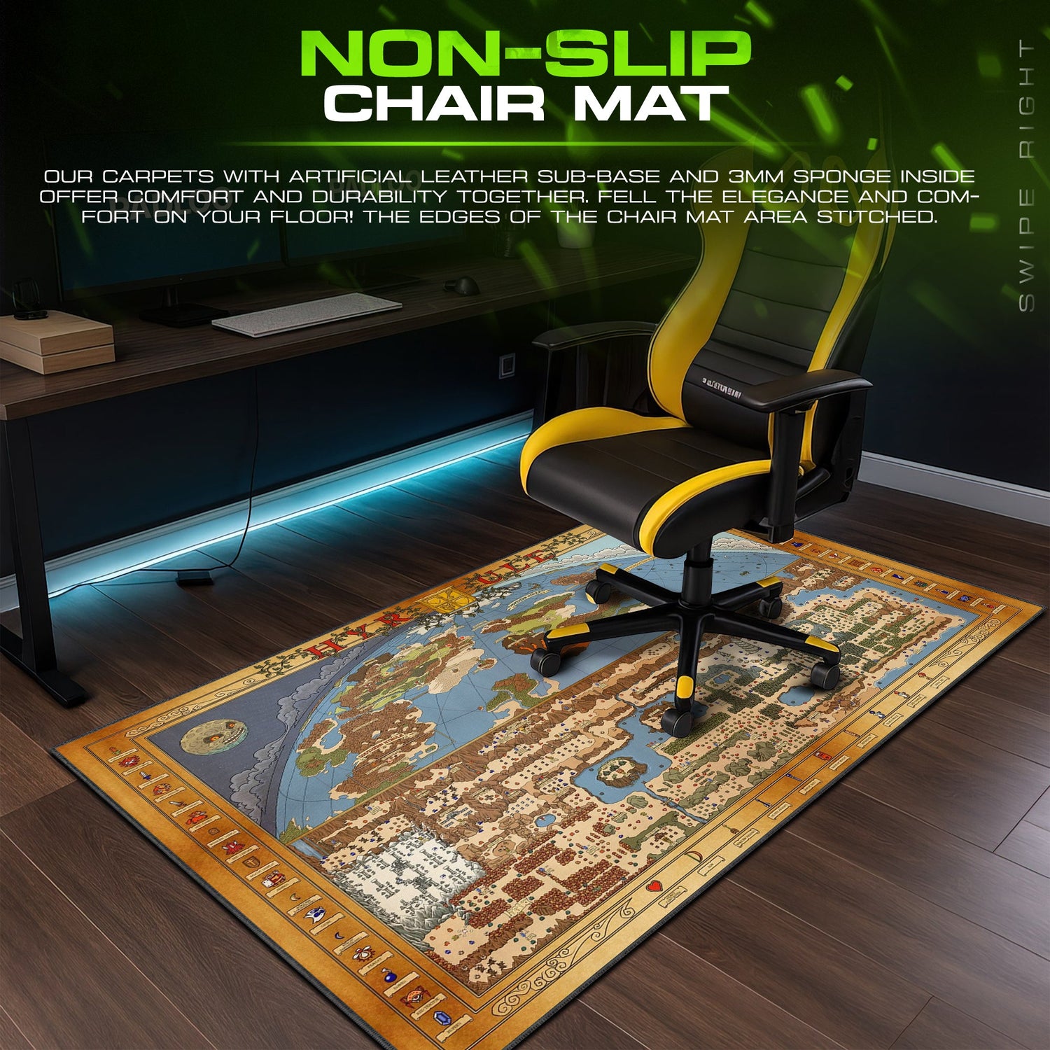 Zelda Hyrule Royal Map Mouse Pad – Fantasy Desk Mat Padloom