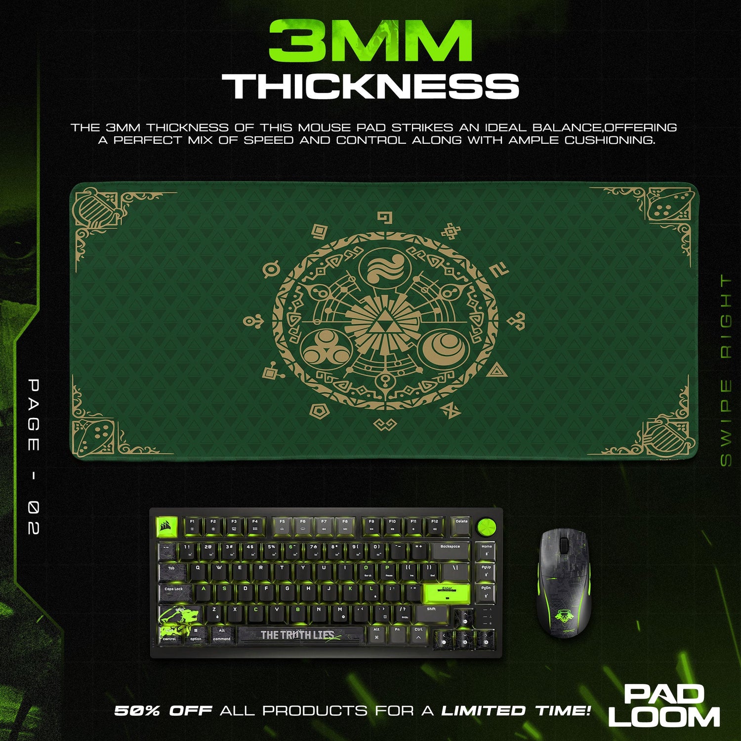 Zelda Hyrule Seal Mouse Pad, Game Gaming Desk Mat Padloom