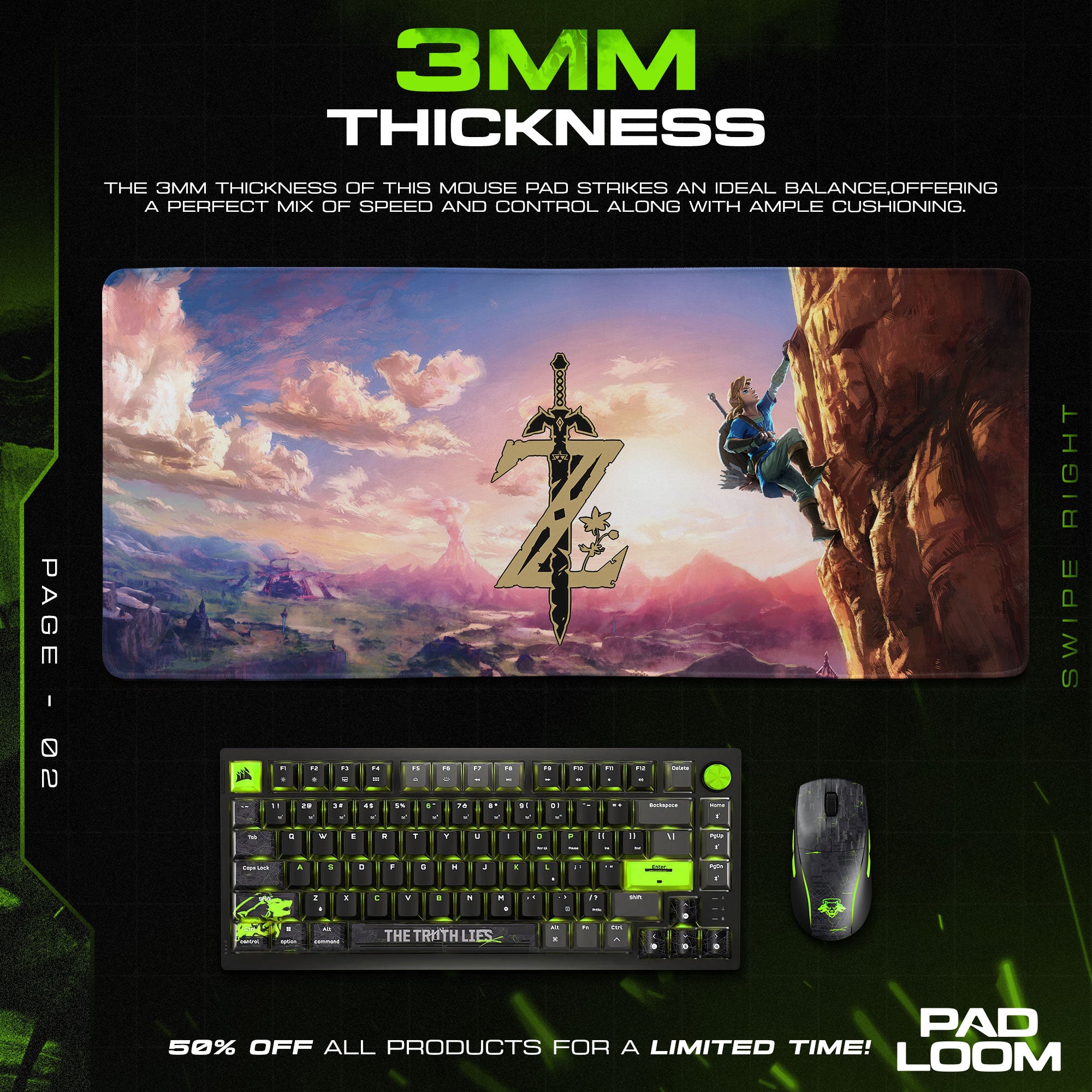 Zelda Link Climbing Mouse Pad, Adventure Game Desk Mat