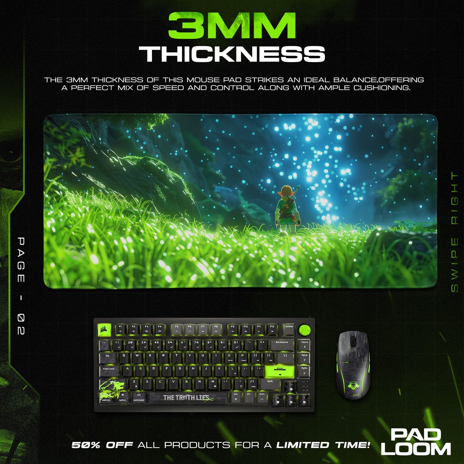 Zelda Link Forest Mouse Pad, Game Gamer Desk Mat Padloom