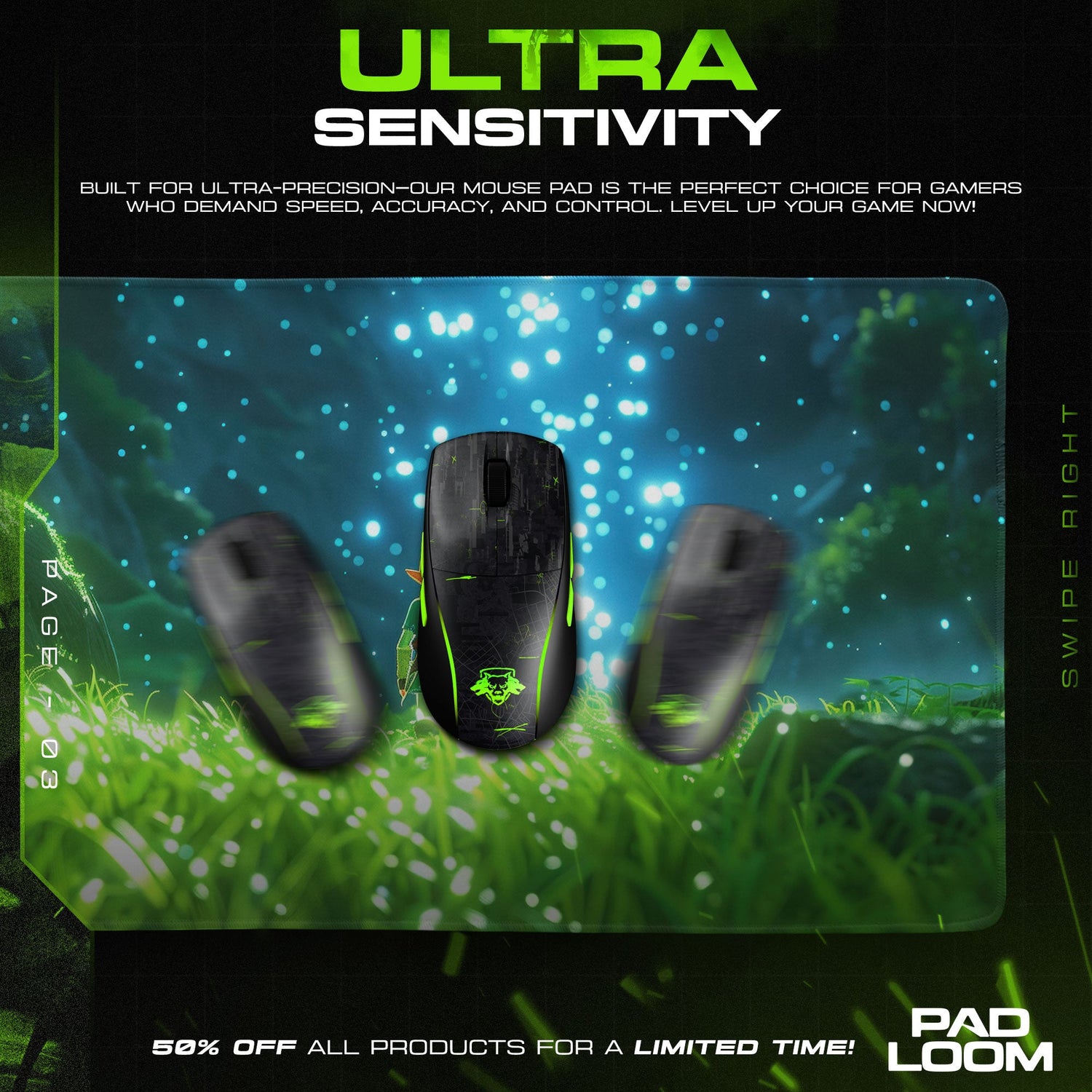 Zelda Link Forest Mouse Pad, Game Gamer Desk Mat Padloom