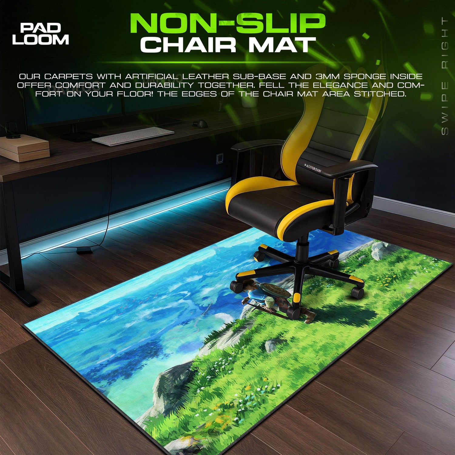 Zelda Link Horizon Mouse Pad, Game Gamer Desk Mat Padloom