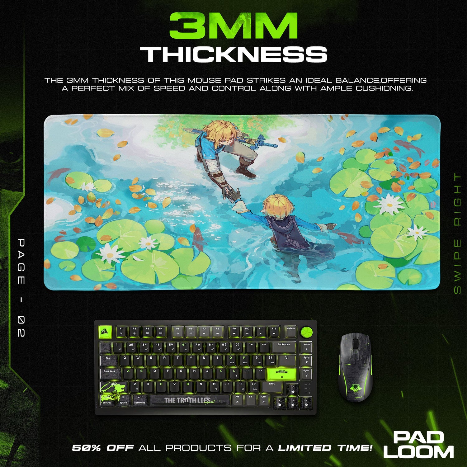Zelda Link Reflection Mouse Pad, Game Gamer Desk Mat Padloom