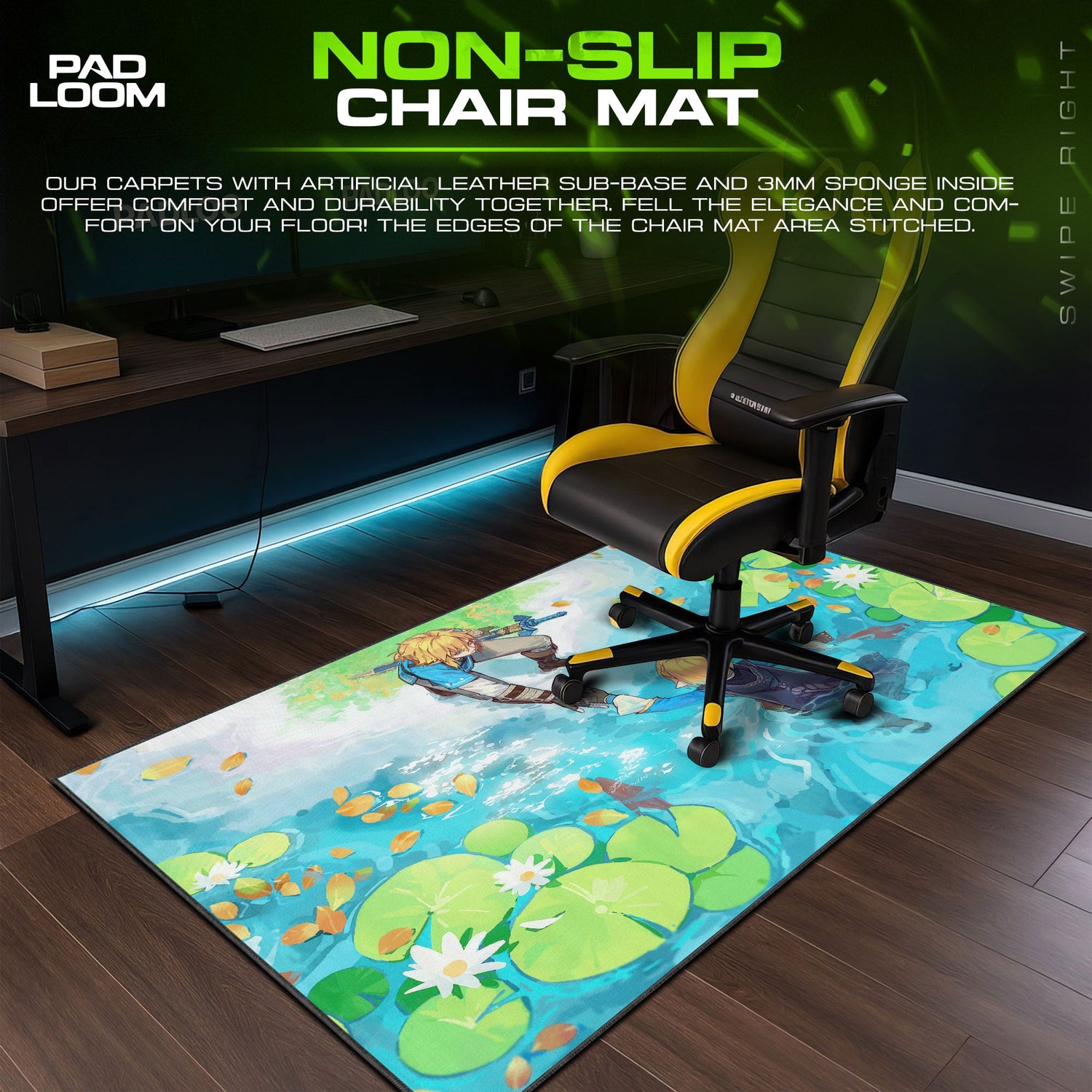 Zelda Link Reflection Mouse Pad, Game Gamer Desk Mat Padloom