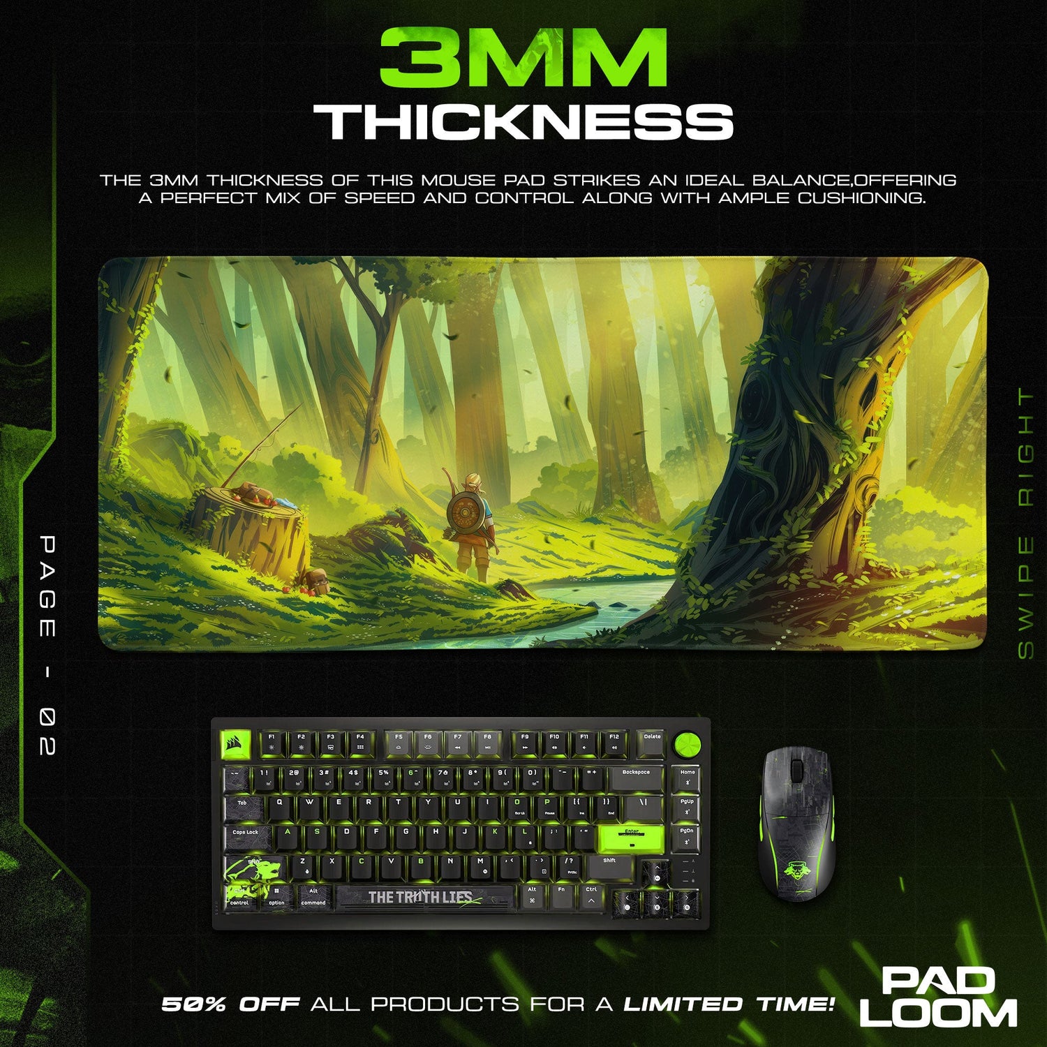 Zelda Lost Woods Mouse Pad, Game Gamer Desk Mat Padloom