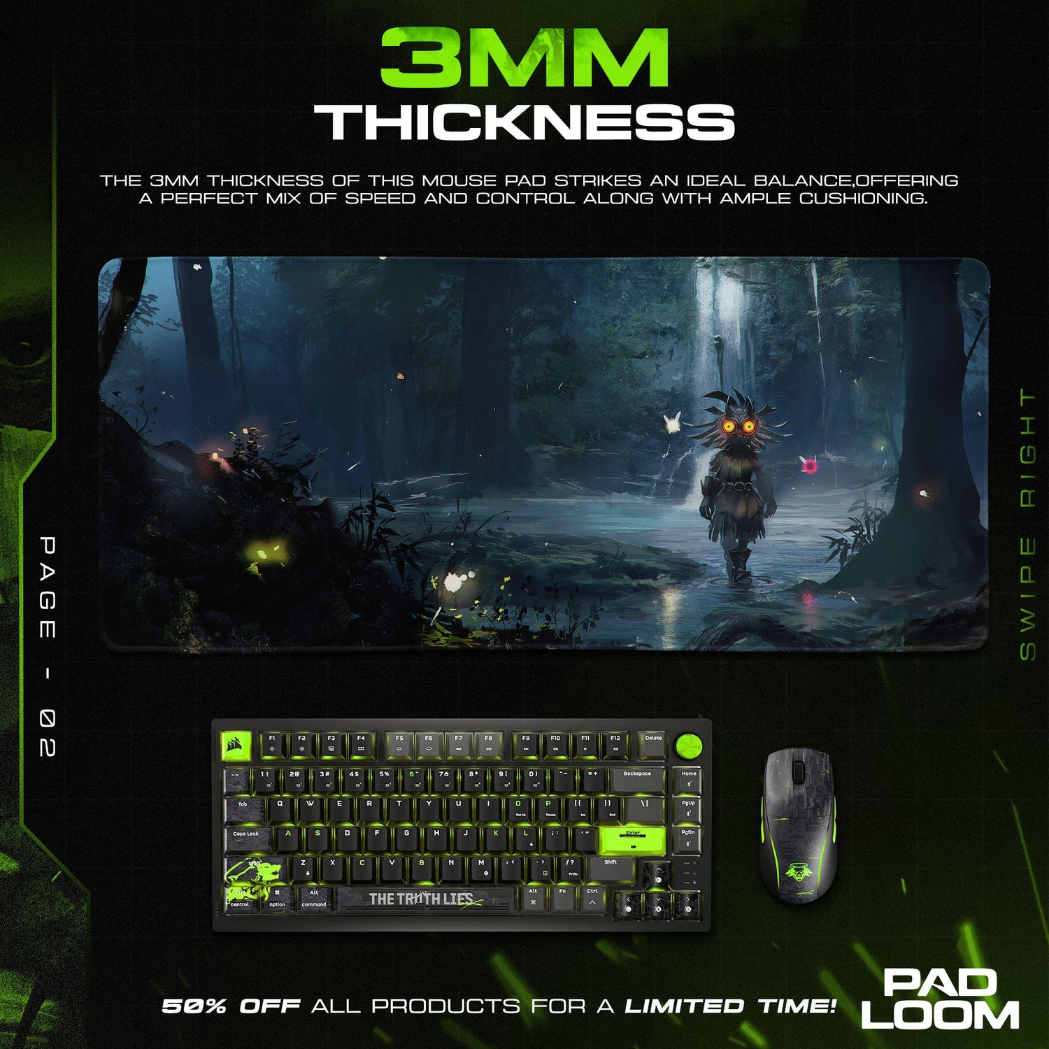 Zelda Majora’s Mask Forest Mouse Pad, Fantasy Game Desk Mat Padloom