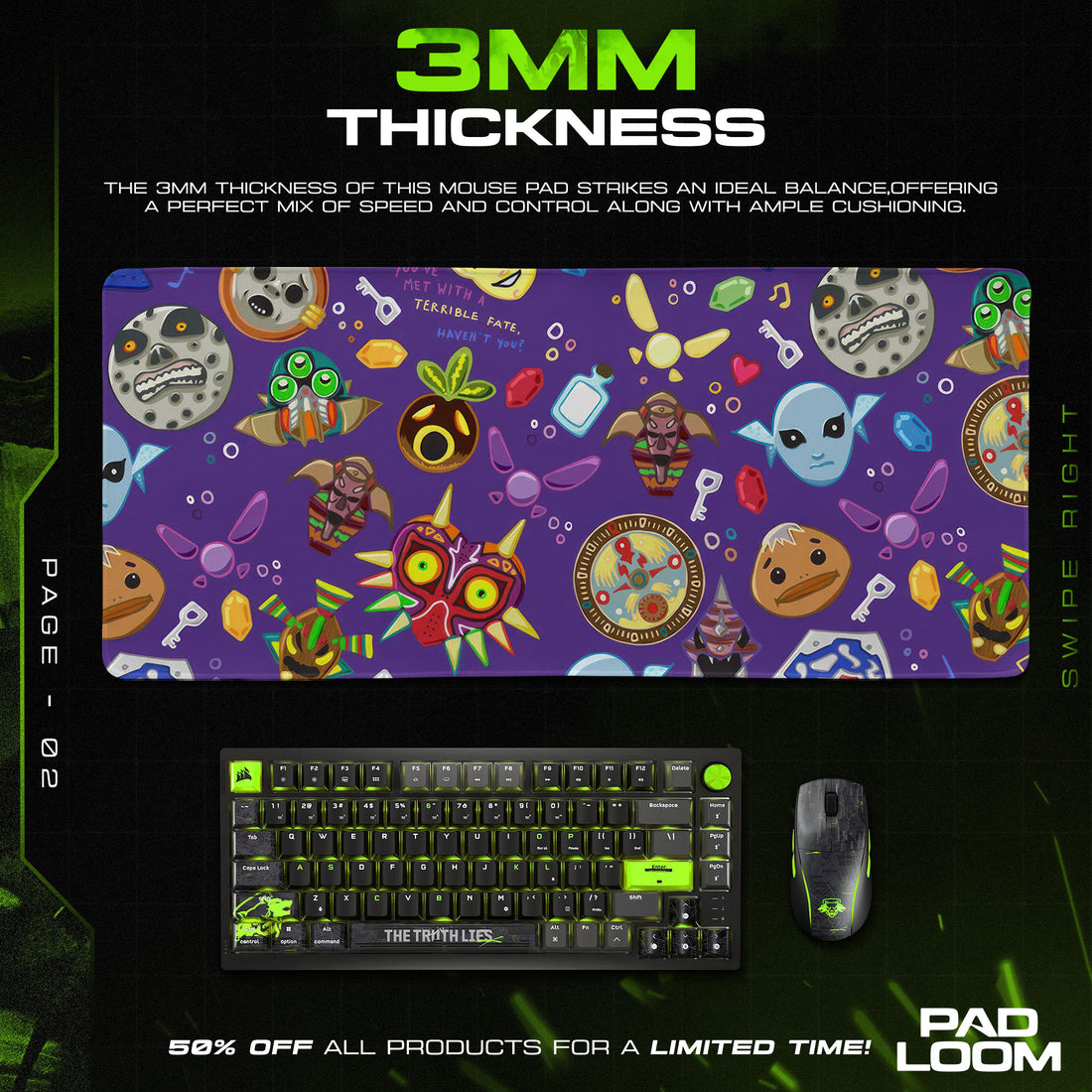 Zelda Majora’s Mask Icons Mouse Pad, Fantasy Game Desk Mat
