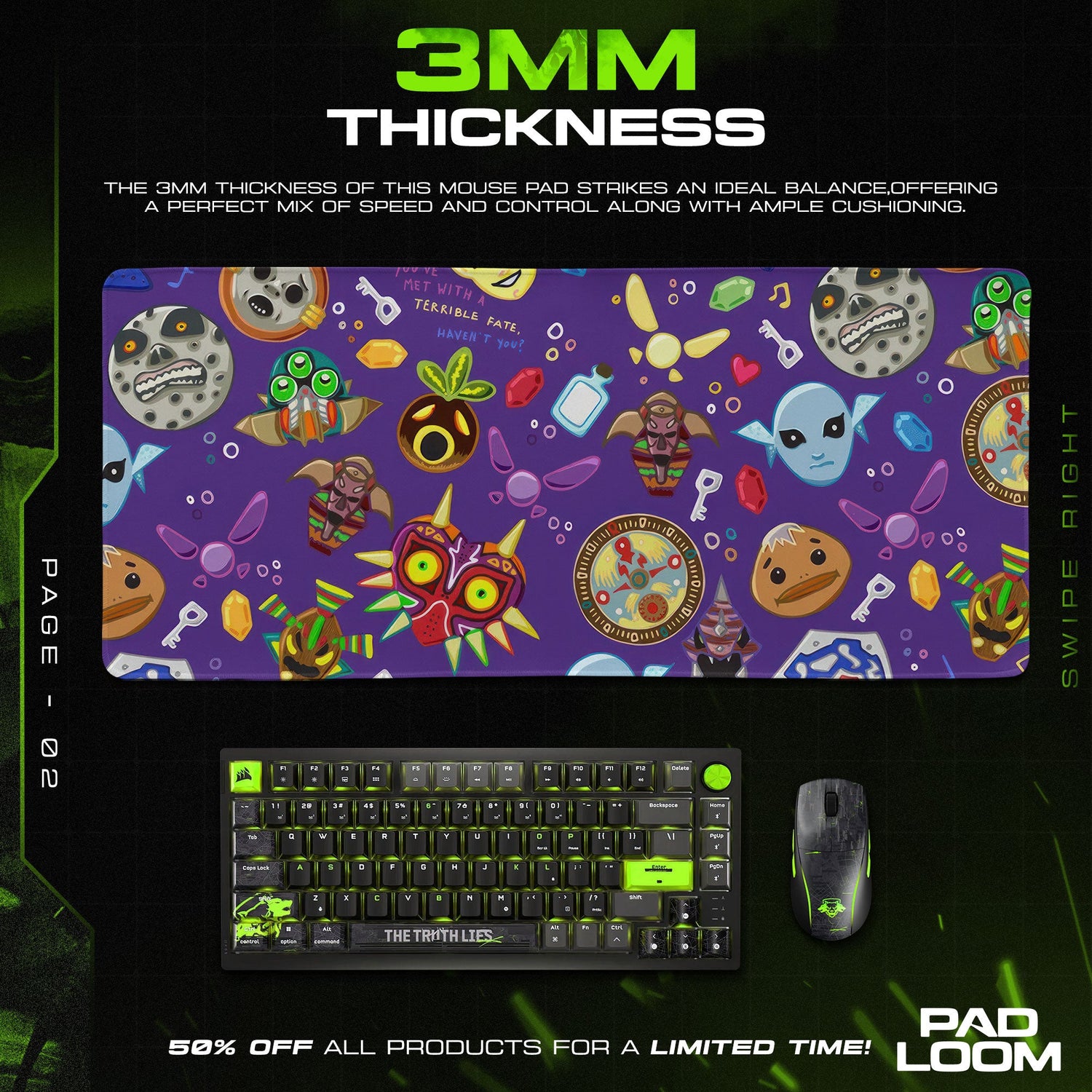 Zelda Majora’s Mask Icons Mouse Pad, Fantasy Game Desk Mat Padloom