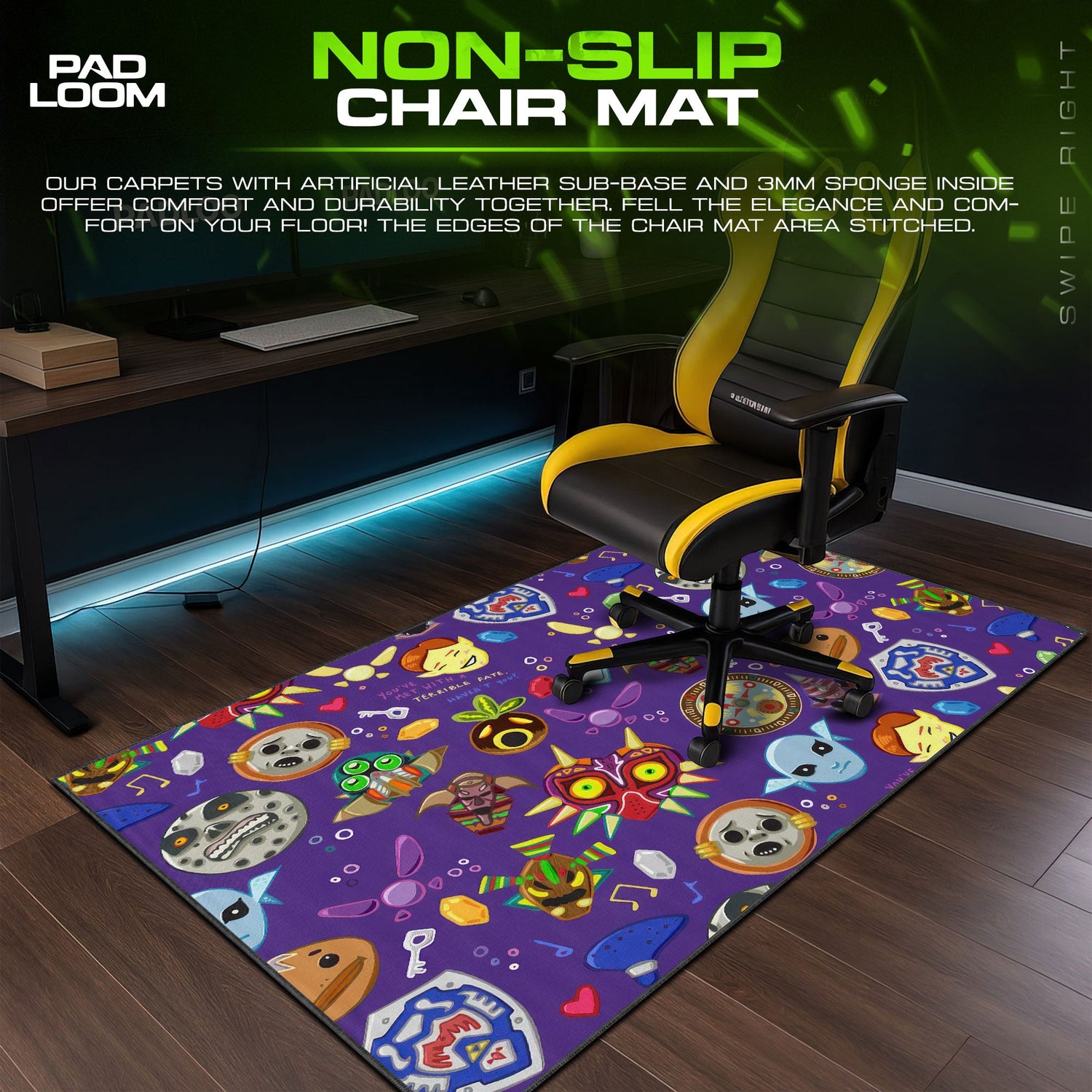 Zelda Majora’s Mask Icons Mouse Pad, Fantasy Game Desk Mat Padloom