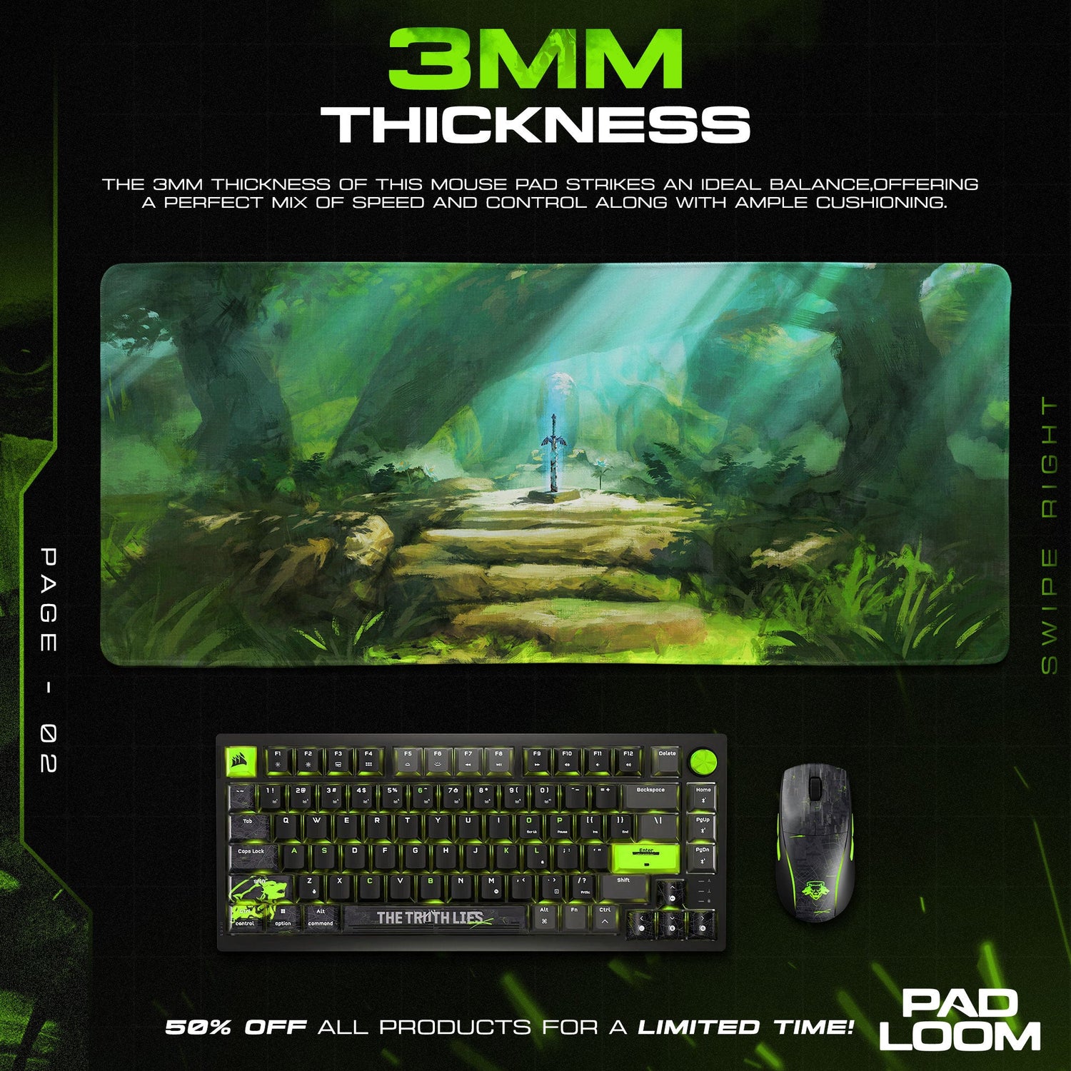 Zelda Master Sword Mouse Pad, Game Gamer Desk Mat Padloom