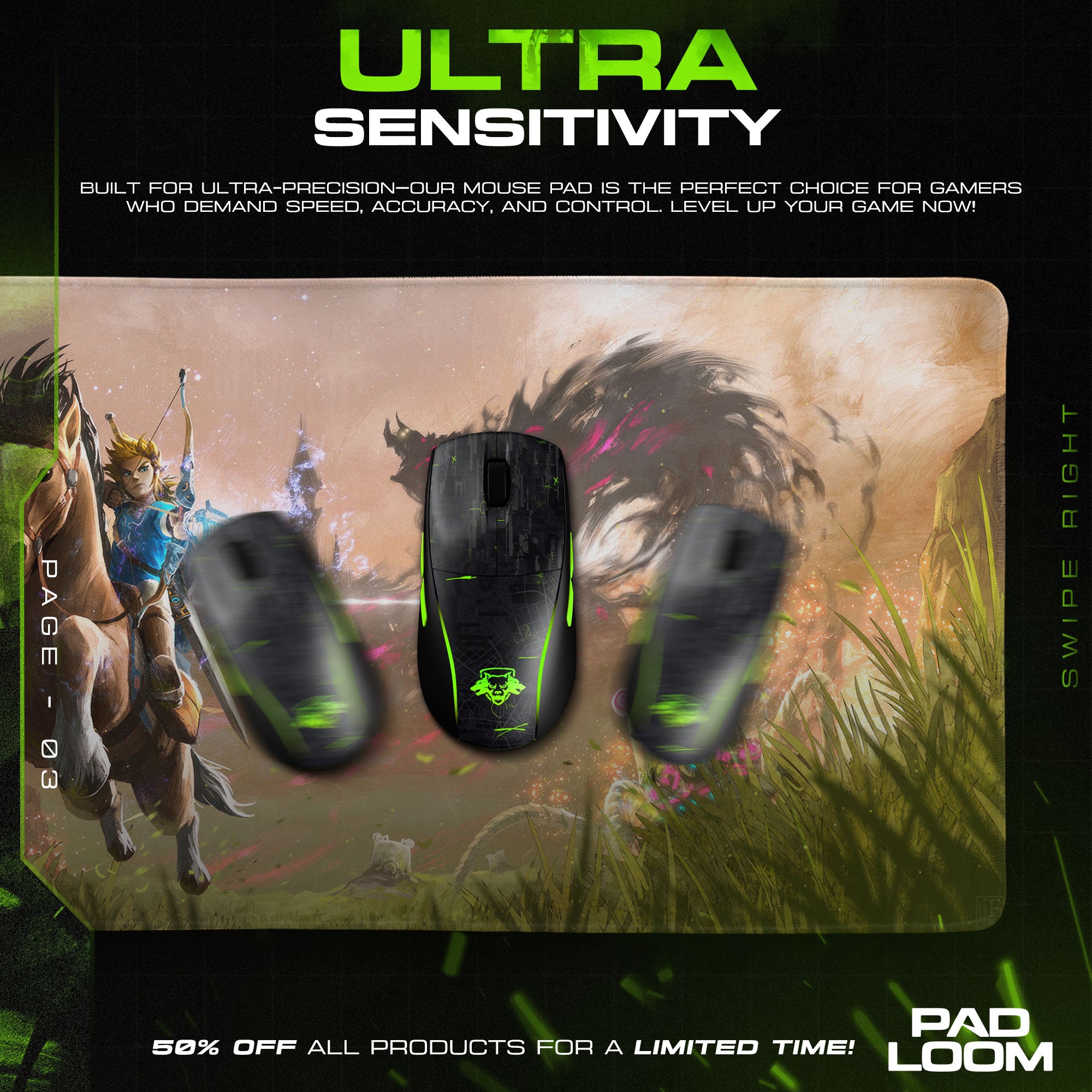 Zelda Shadow Beast Battle Mouse Pad, Fantasy Game Desk Mat