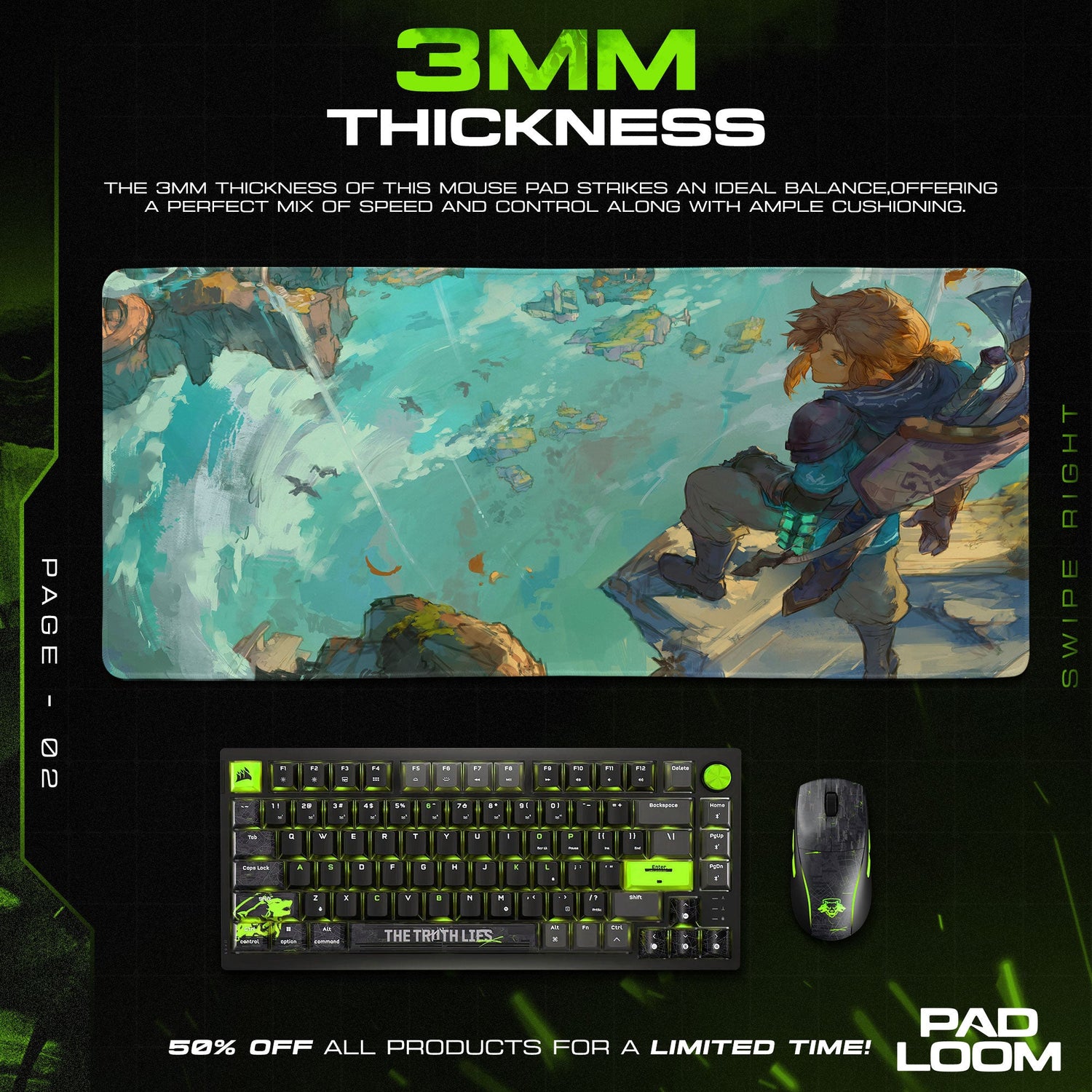 Zelda Sky Islands Mouse Pad, Game Gamer Desk Mat Padloom
