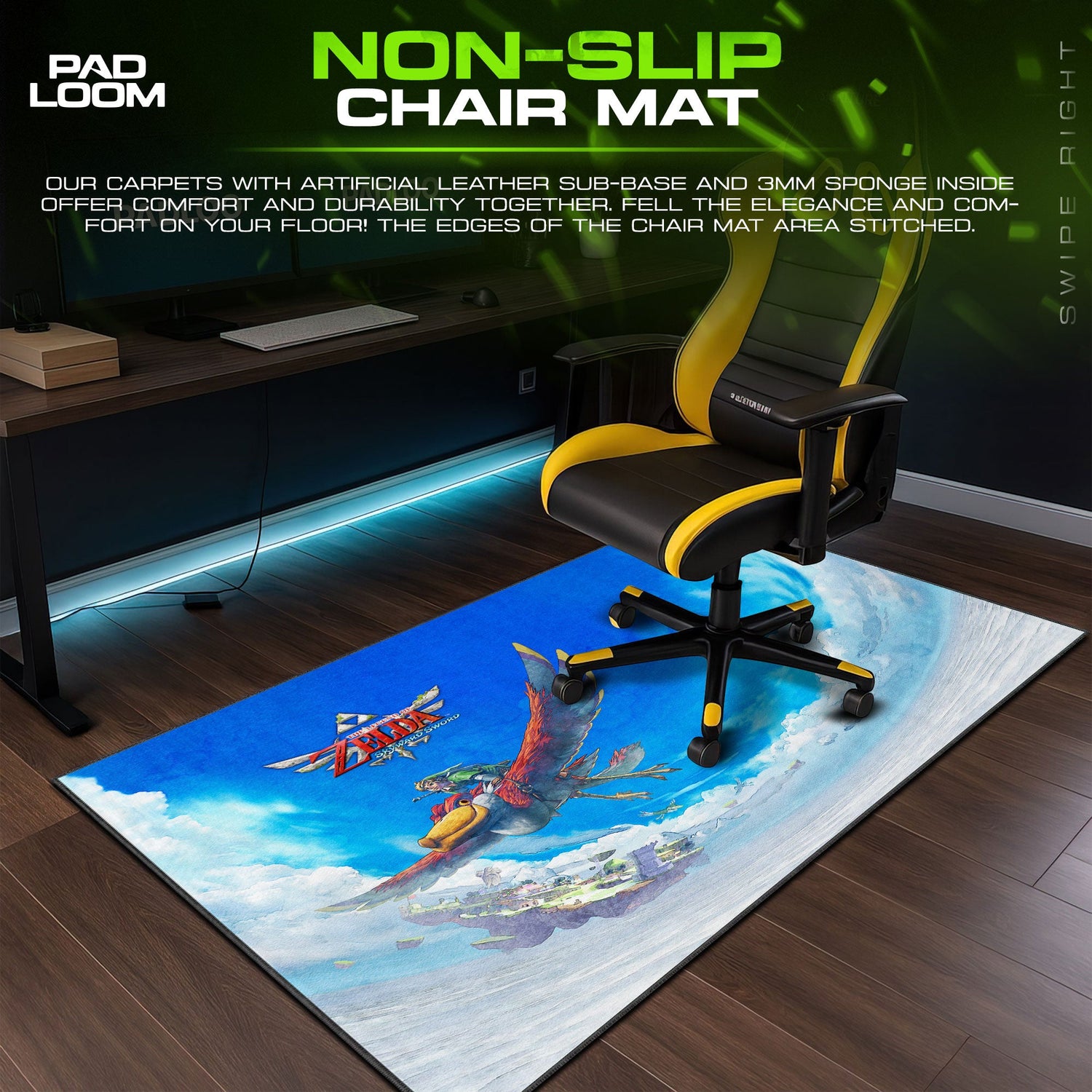 Zelda Skyward Flight Mouse Pad, Game Gamer Desk Mat Padloom