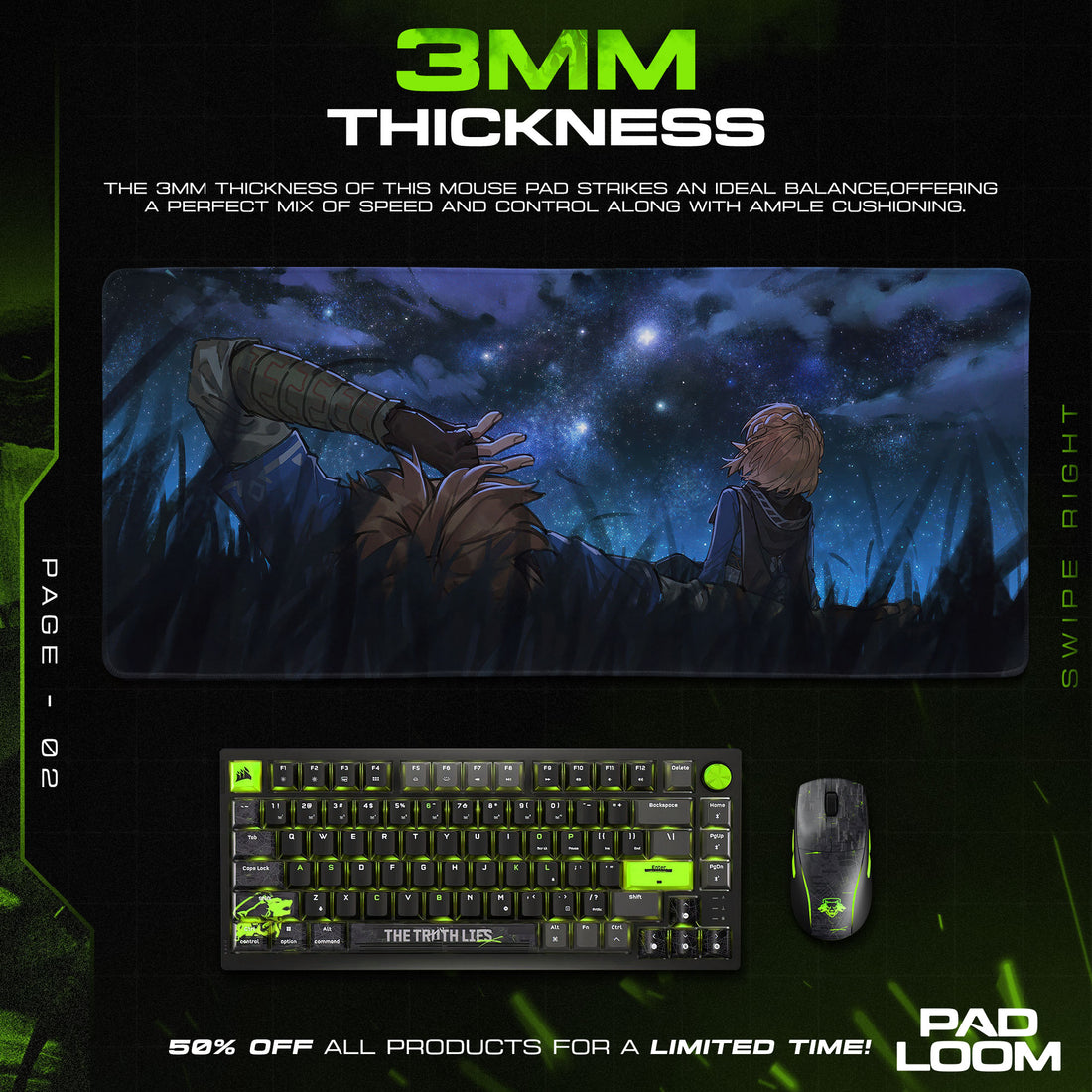Zelda Starry Night Mouse Pad, Fantasy Game Desk Mat