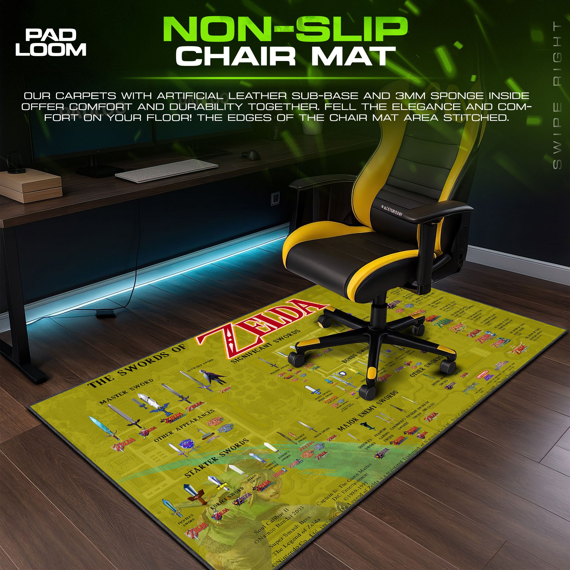 Zelda Swords of Legend Mouse Pad, Game Gamer Desk Mat