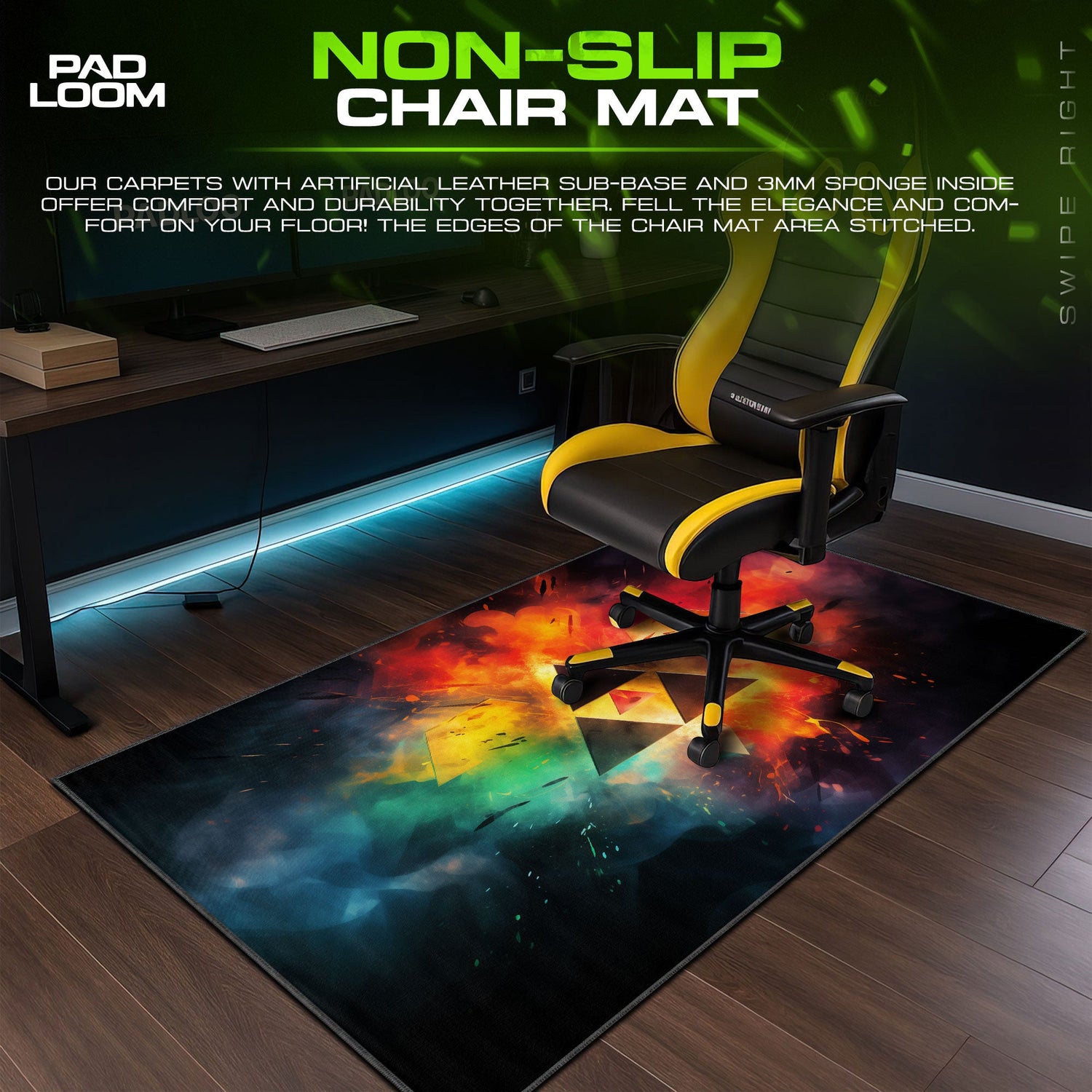 Zelda Triforce Emblem Mouse Pad, Game Gamer Desk Mat Padloom