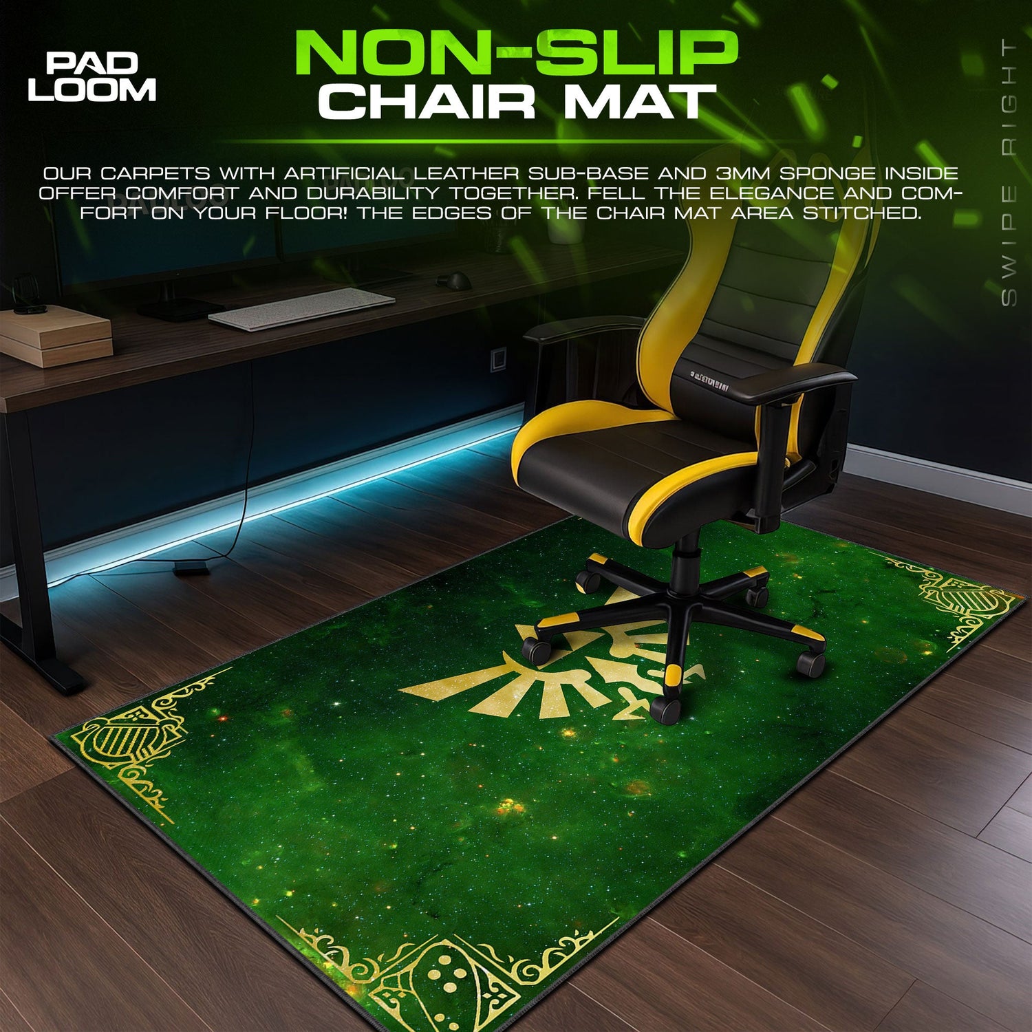Zelda Triforce Emblem Mouse Pad, Game Gaming Desk Mat Padloom