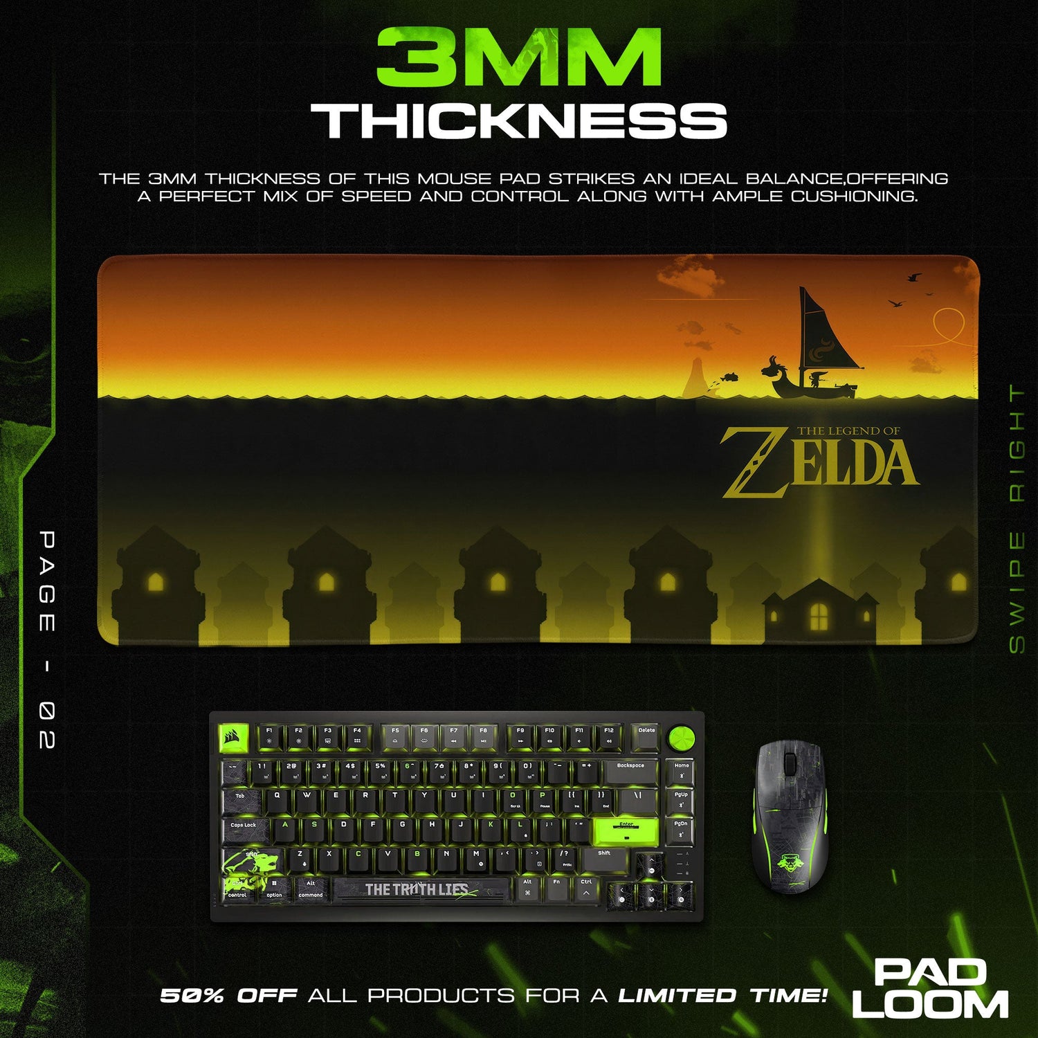 Zelda Wind Sail Mouse Pad, Game Gamer Desk Mat Padloom