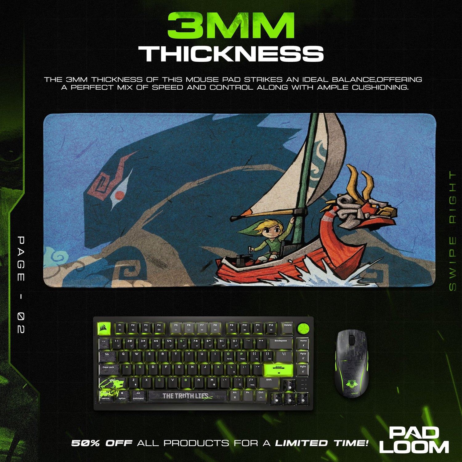 Zelda Wind Waker Sail Mouse Pad, Game Gamer Desk Mat Padloom