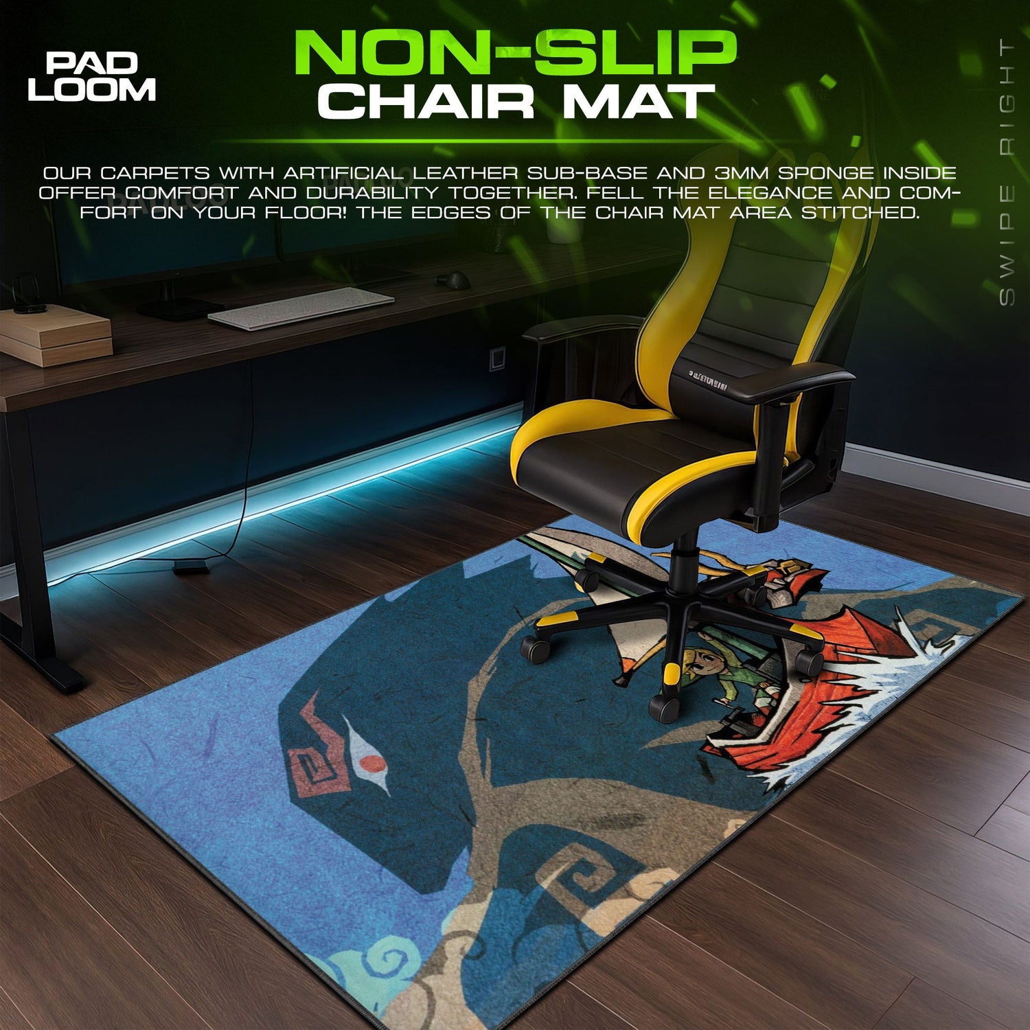 Zelda Wind Waker Sail Mouse Pad, Game Gamer Desk Mat Padloom
