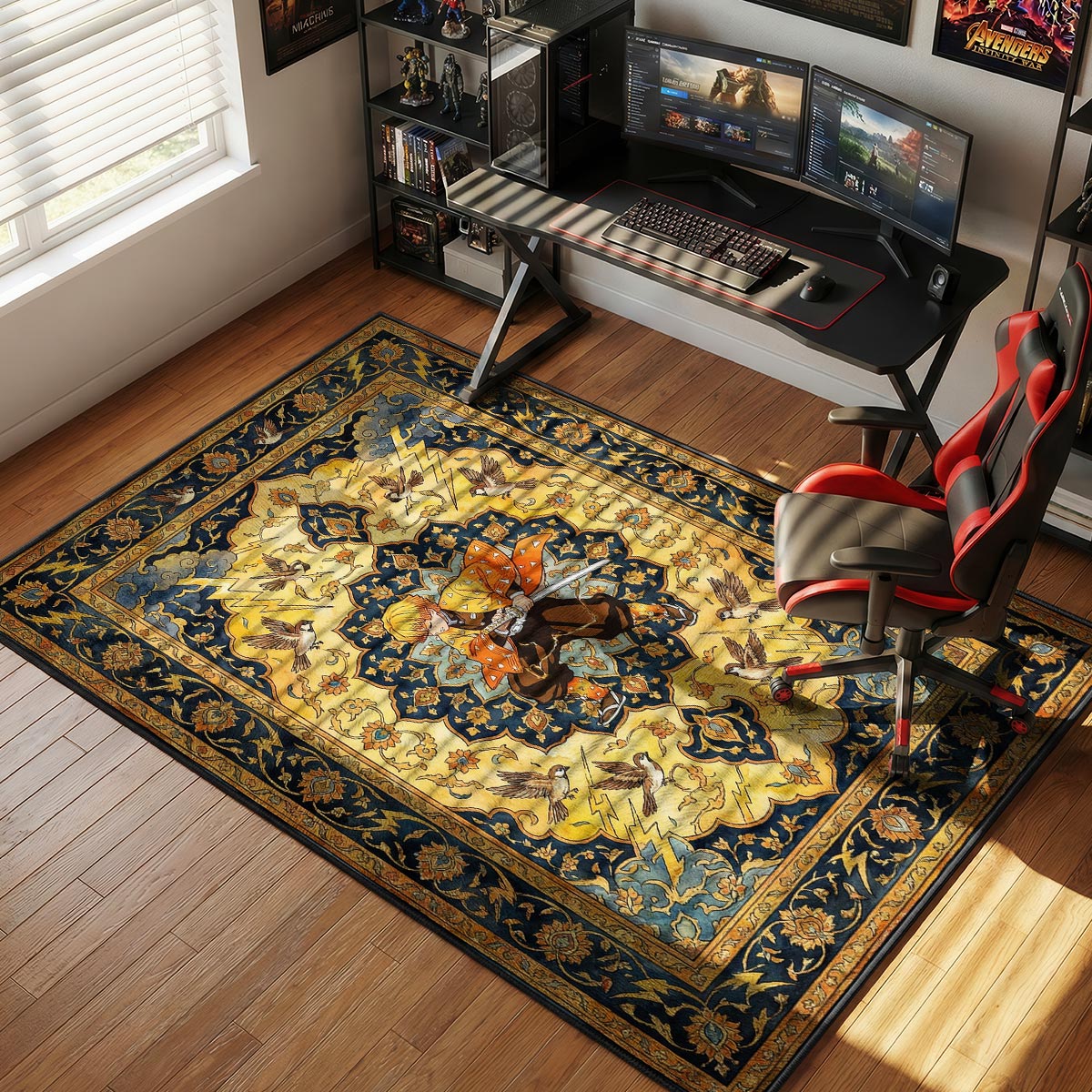 Zenitsu Agatsuma Thunder Breathing Rug - Demon Slayer Chair Mat