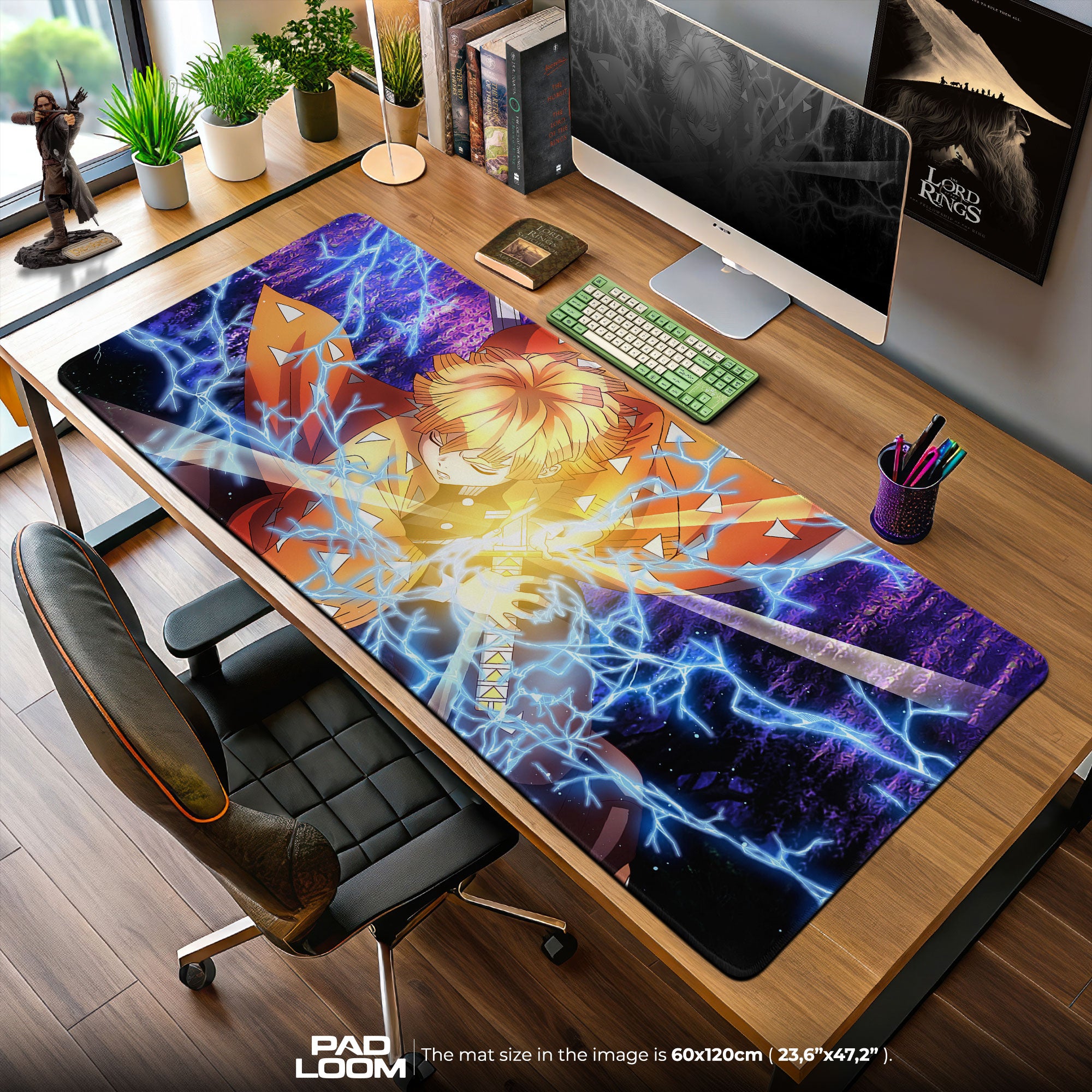 Zenitsu Thunder Strike Mouse Pad, Anime Gaming Desk Mat