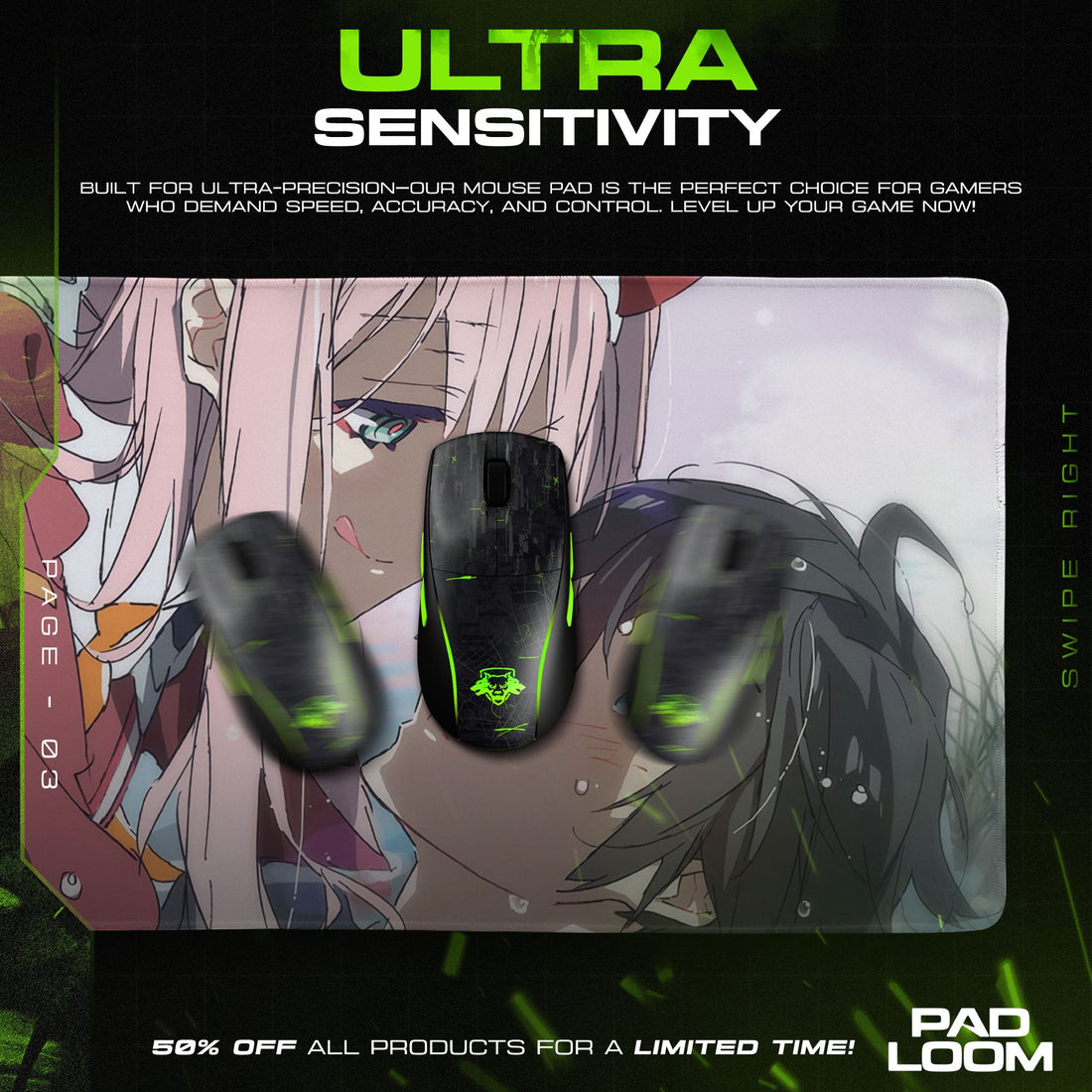 Zero Two Mouse Pad - Rain Kiss Anime Desk Mat – Padloom