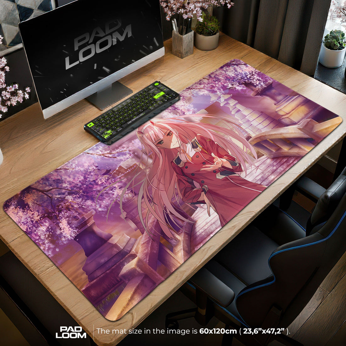 Zero Two Mouse Pad - Crimson Blossom Anime Desk Mat Padloom